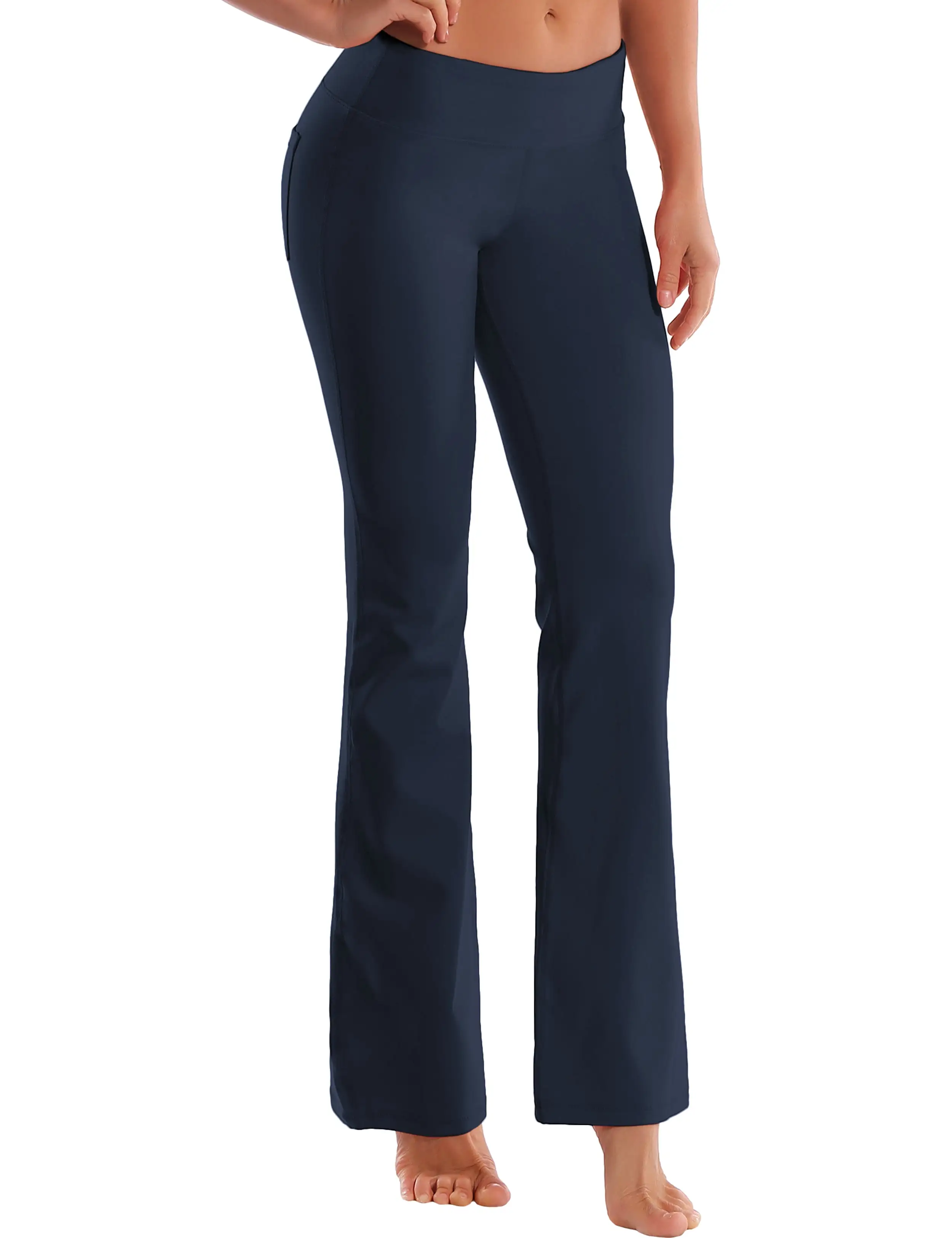 29 31 33 35 37  Back Pockets Bootcut Leggings darknavy ins_yogastudio