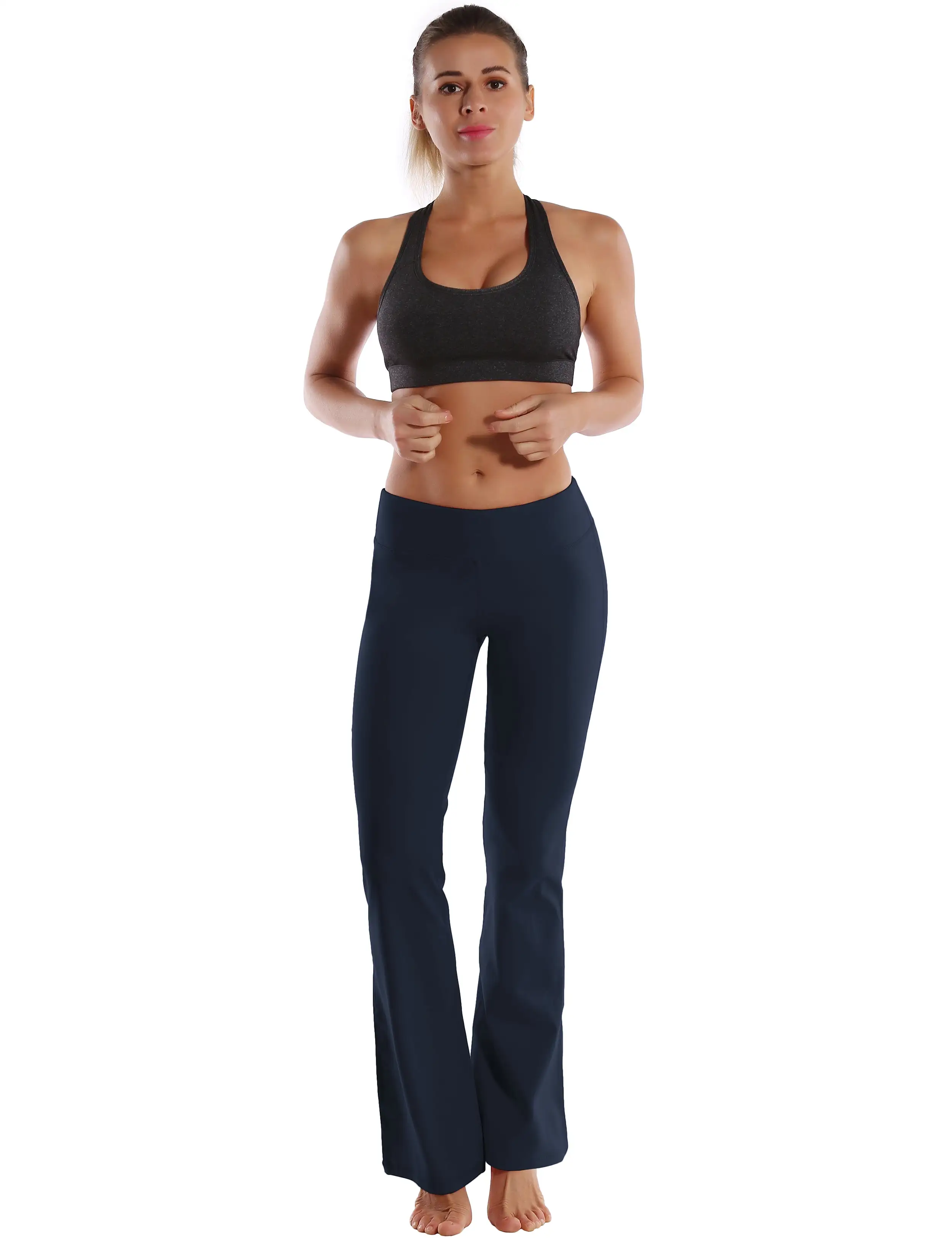 29 31 33 35 37  Back Pockets Bootcut Leggings darknavy ins_yogastudio