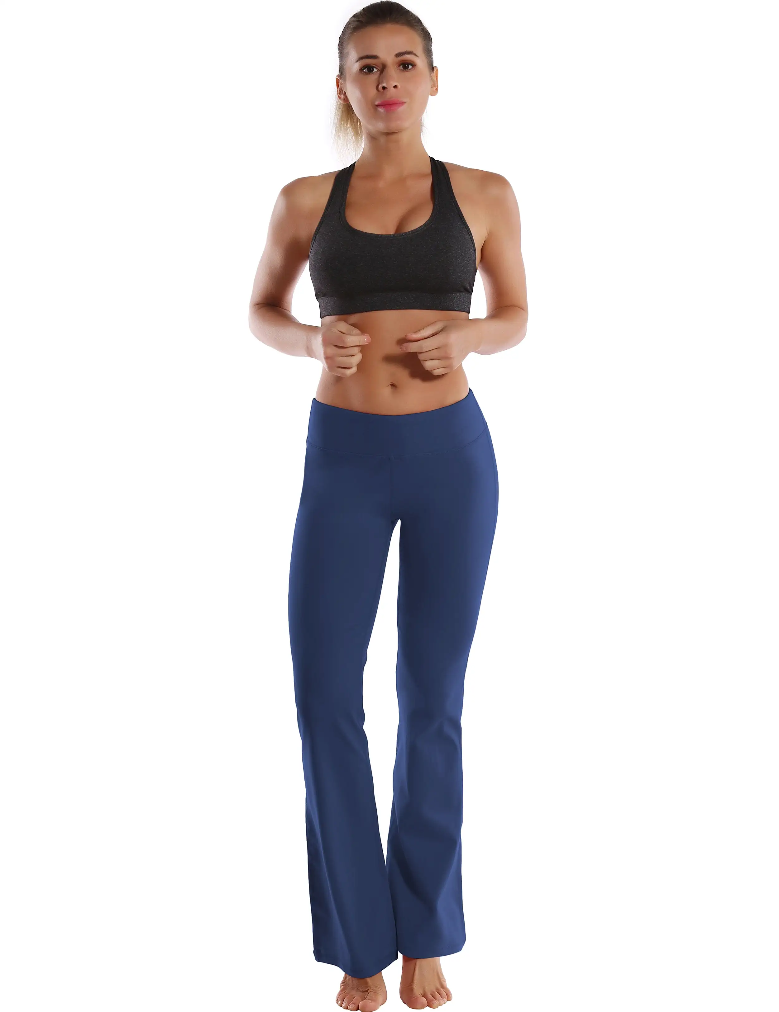 29 31 33 35 37  Back Pockets Bootcut Leggings purplishblue ins_yogastudio