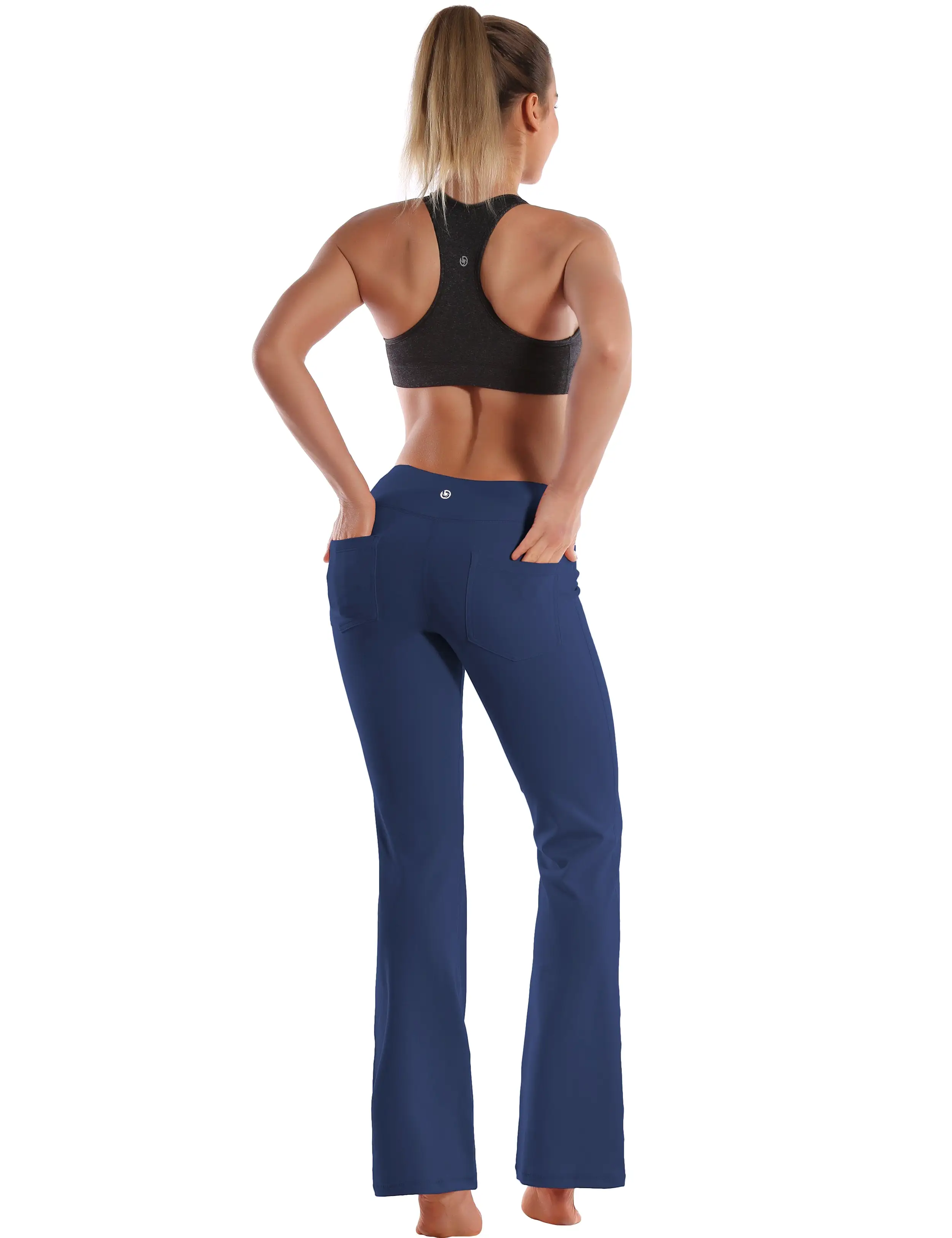 29 31 33 35 37  Back Pockets Bootcut Leggings purplishblue ins_yogastudio