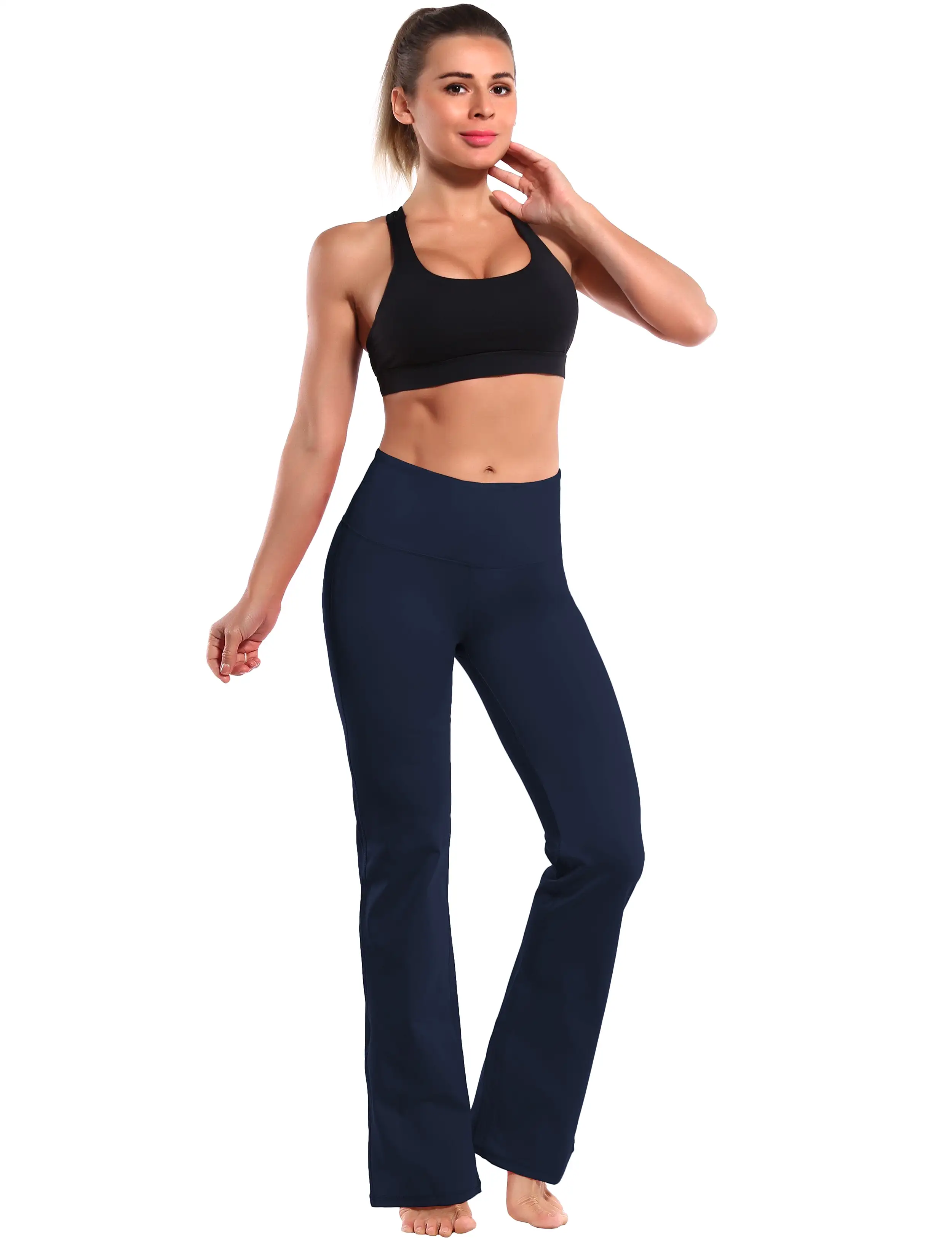 29 31 33 35 37 High Waist Bootcut Leggings Darknavy ins_yogastudio