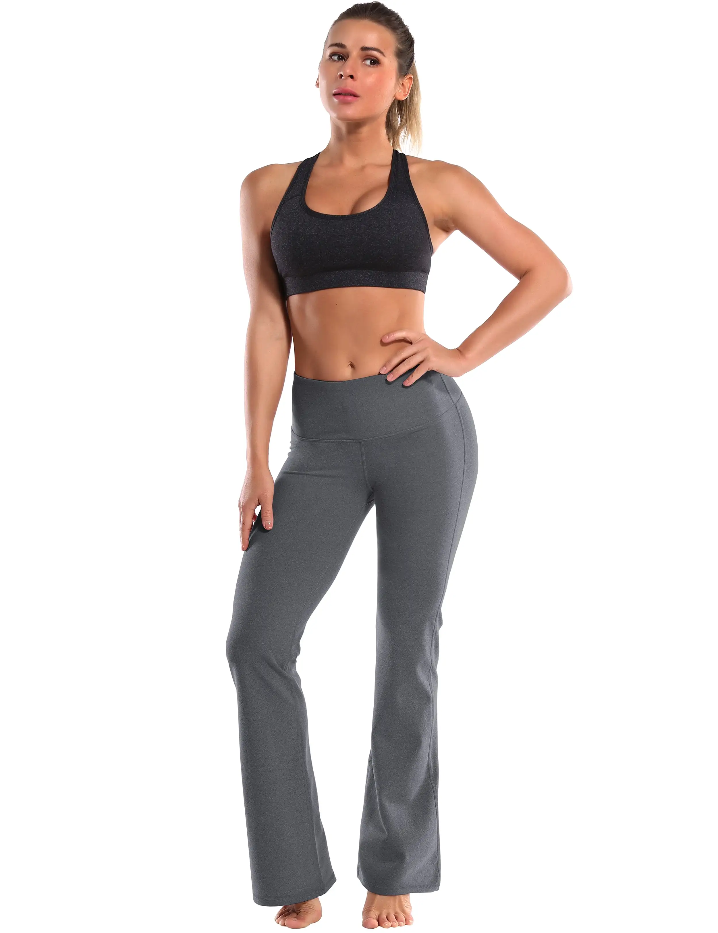 29 31 33 35 37 High Waist Bootcut Leggings heathercharcoal ins_yogastudio