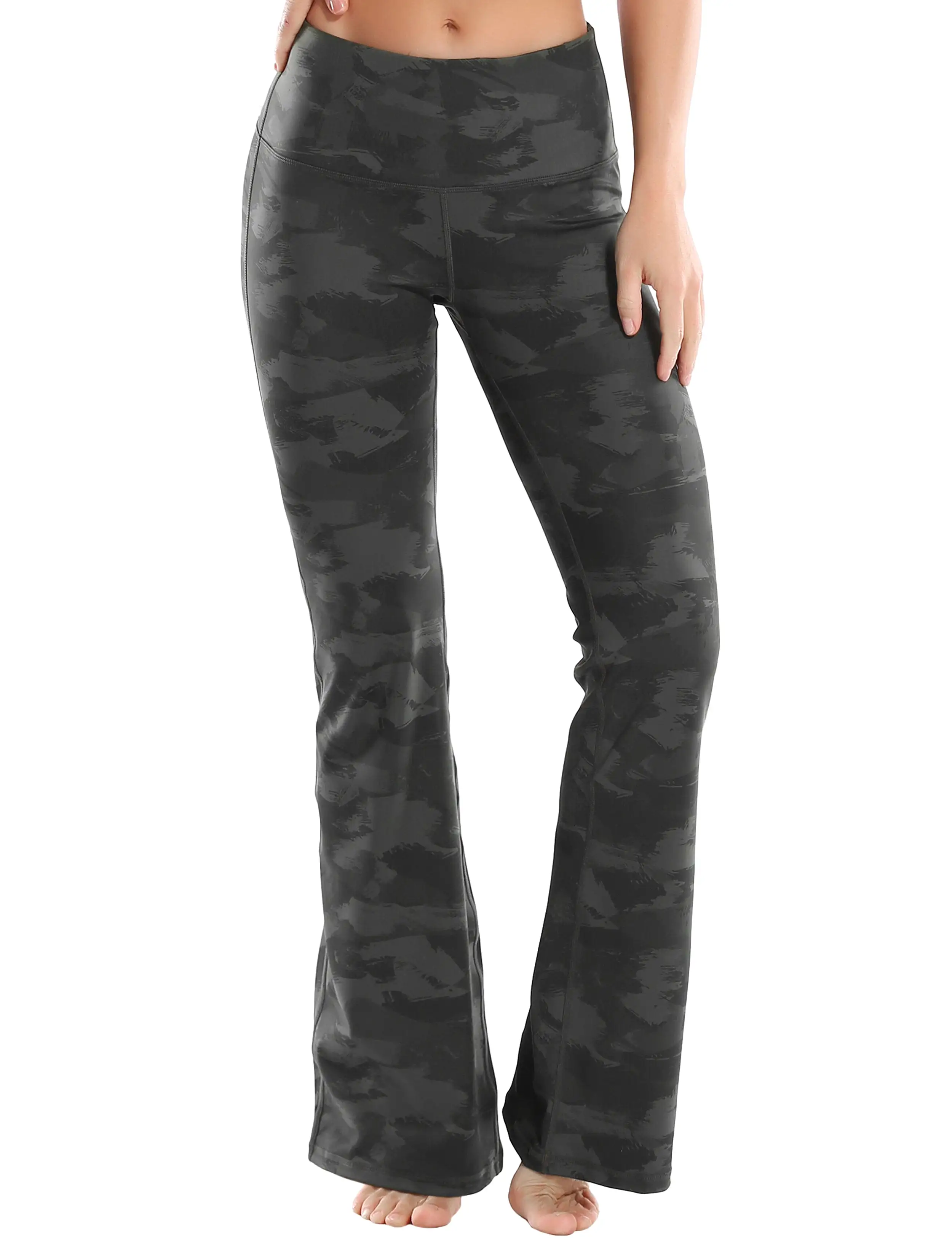 29 31 33 35 37 High Waist Printed Bootcut Leggings dimgray brushcamo ins_yogastudio