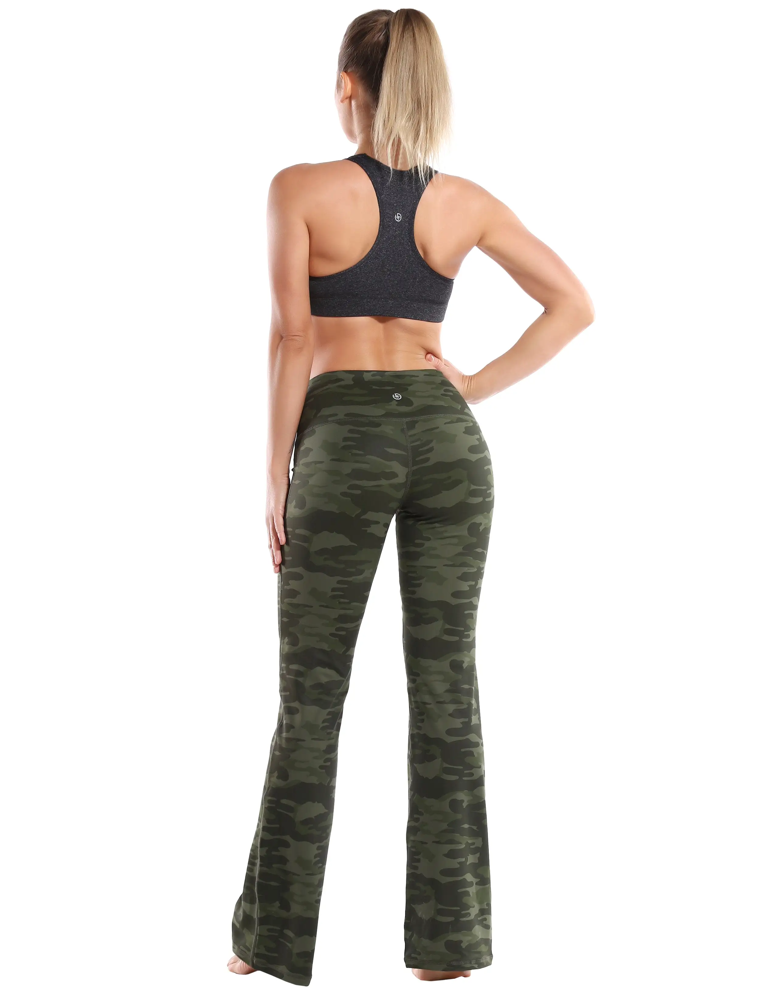 29 31 33 35 37 High Waist Printed Bootcut Leggings green camo ins_yogastudio