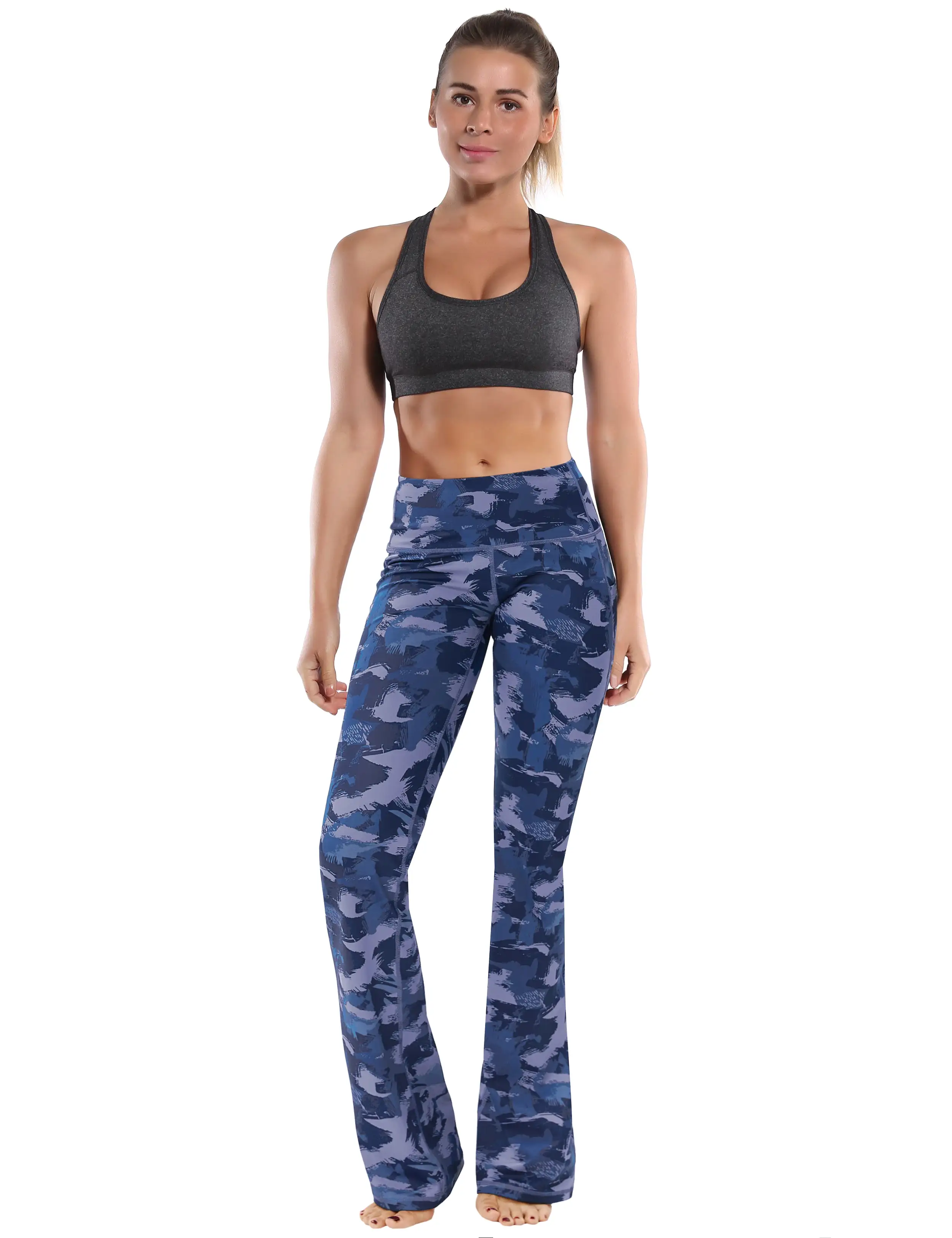 29 31 33 35 37  Side Pockets Bootcut Leggings navy brushcamo_yogastudio