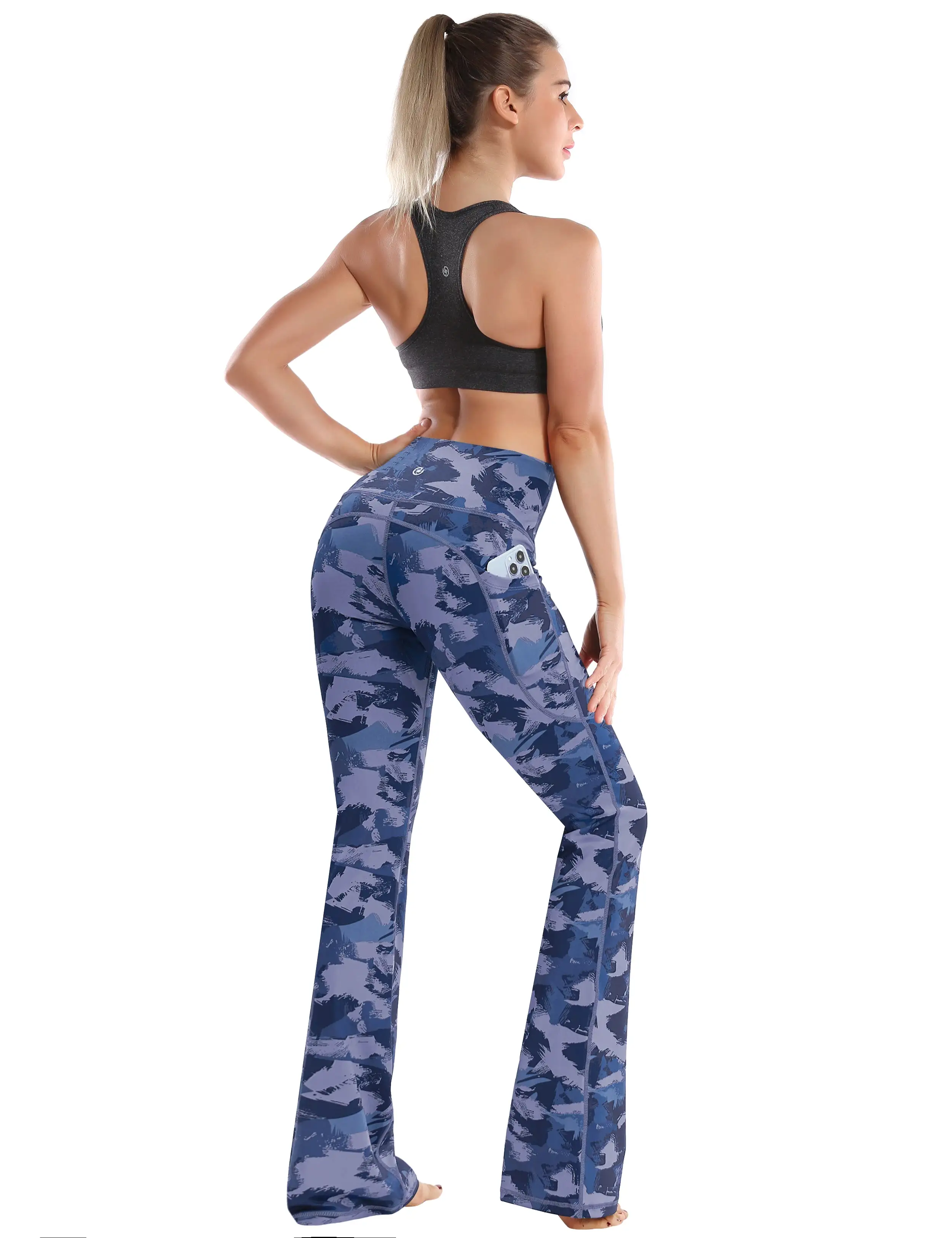 29 31 33 35 37  Side Pockets Bootcut Leggings navy brushcamo_yogastudio