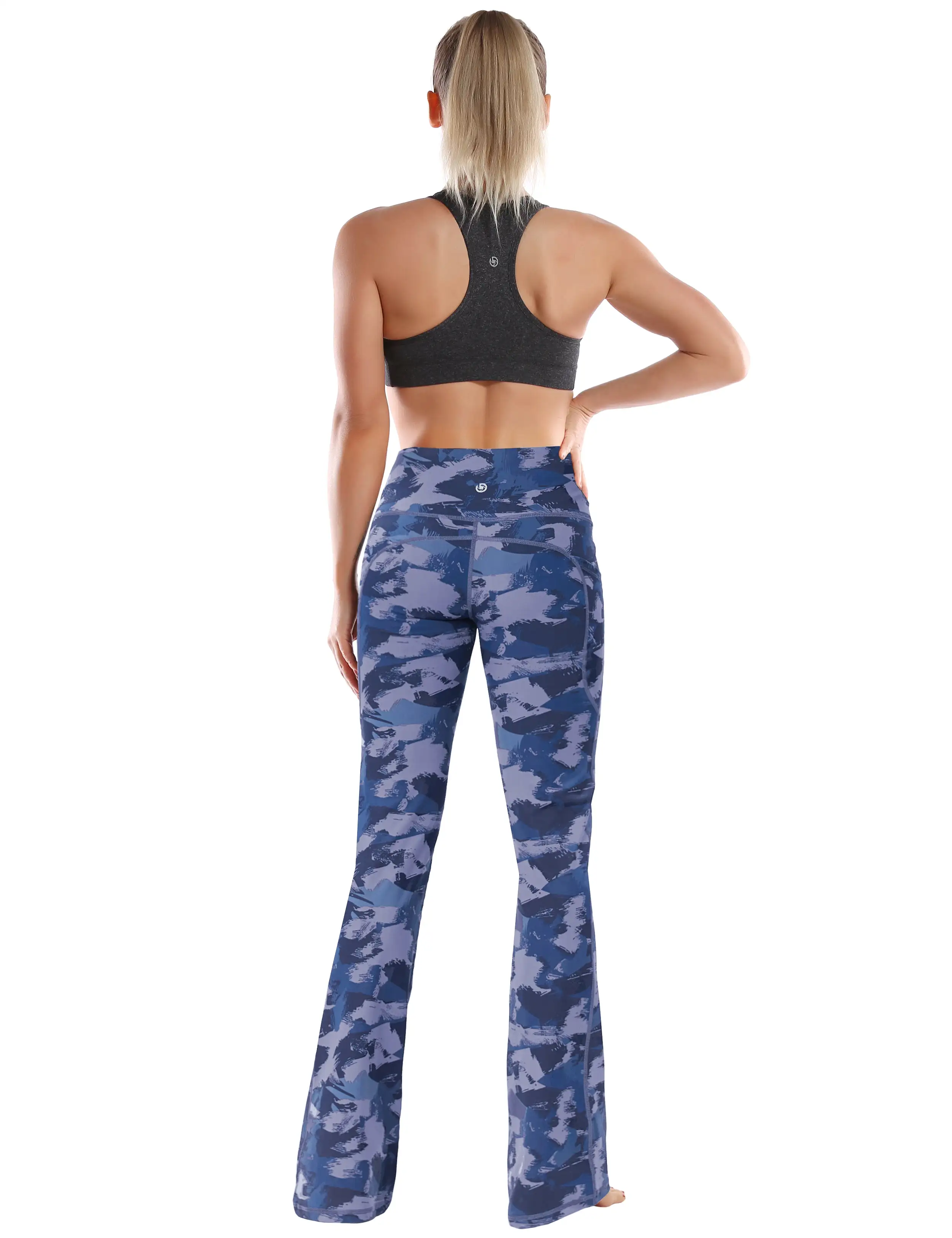 29 31 33 35 37  Side Pockets Bootcut Leggings navy brushcamo_yogastudio