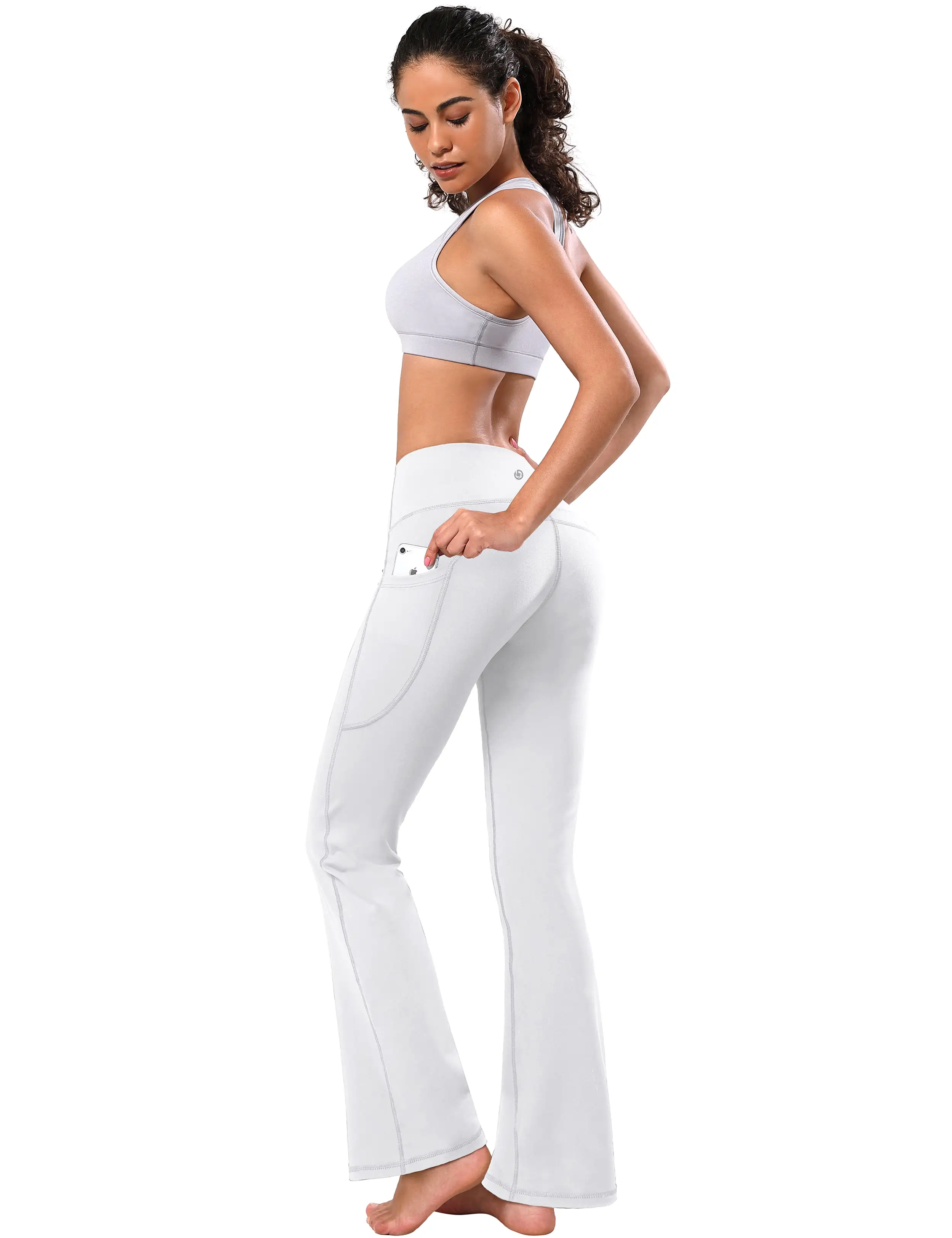 29 31 33 35 37  Side Pockets Bootcut Leggings white_yogastudio