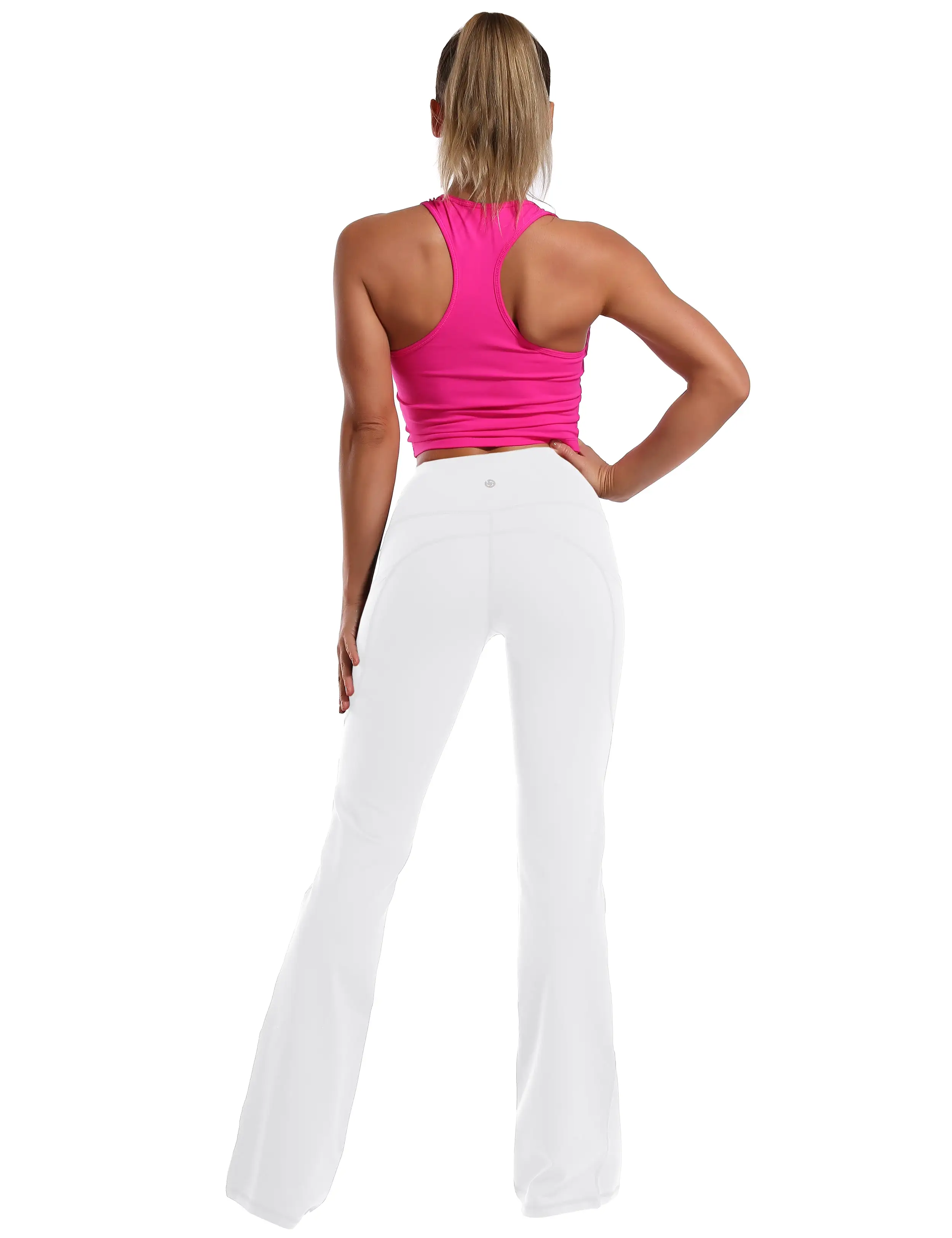 29 31 33 35 37  Side Pockets Bootcut Leggings white_yogastudio