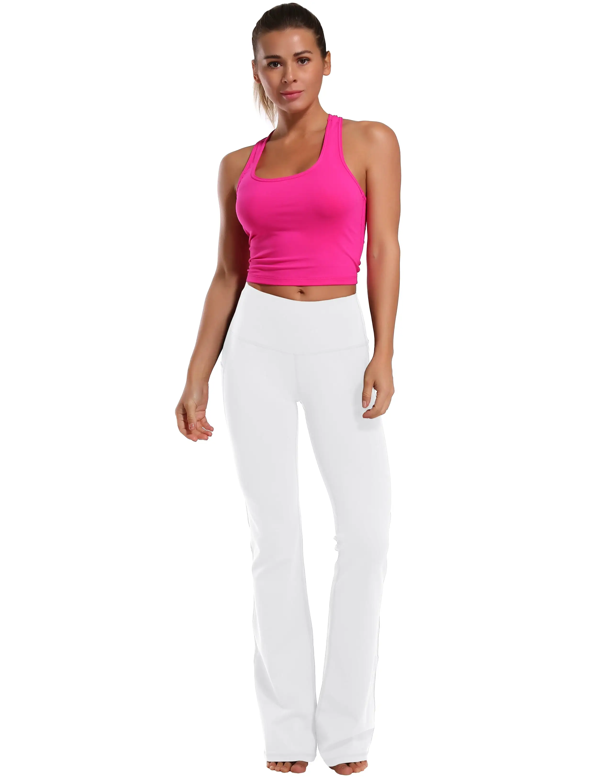 29 31 33 35 37  Side Pockets Bootcut Leggings white_yogastudio