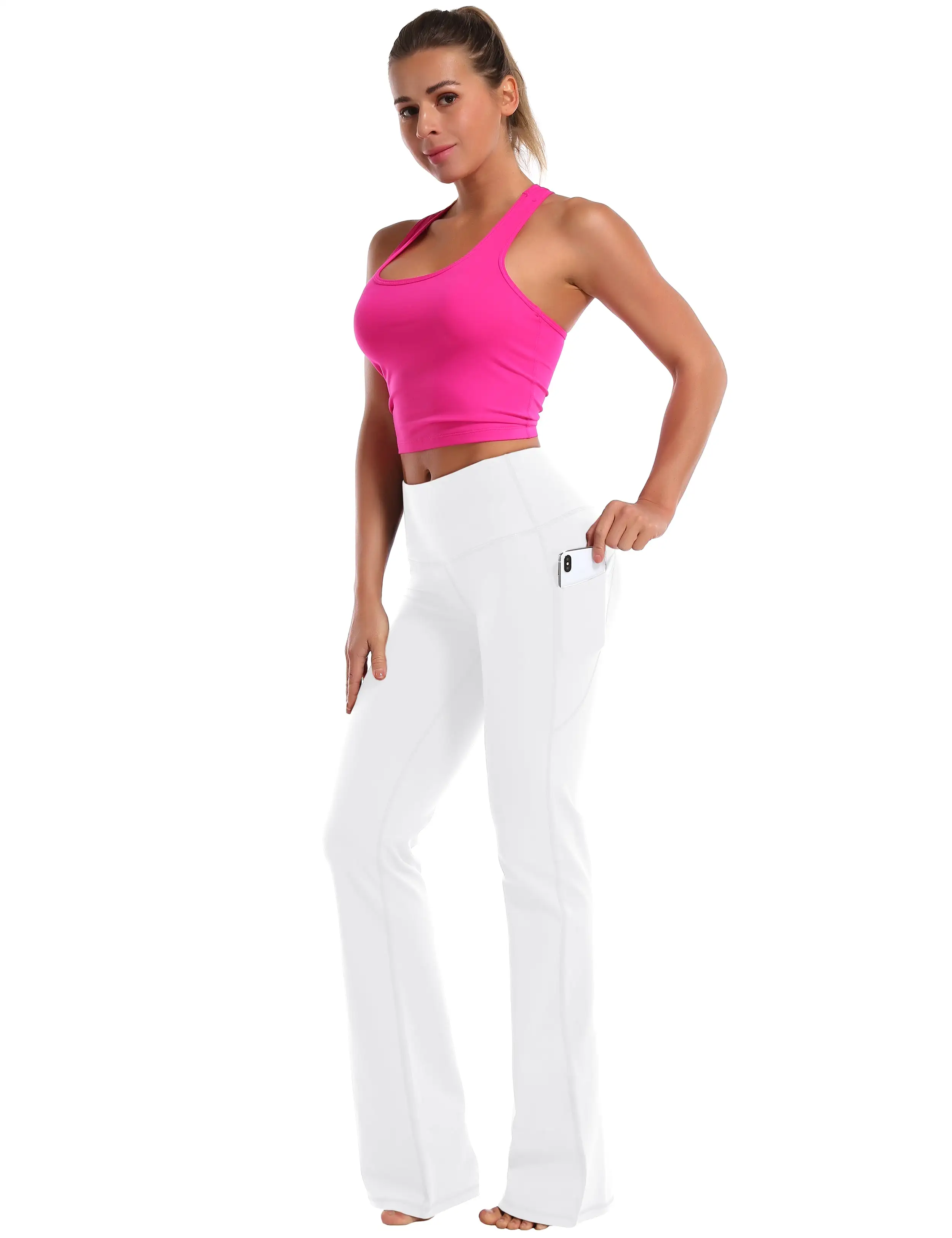 29 31 33 35 37  Side Pockets Bootcut Leggings white_yogastudio