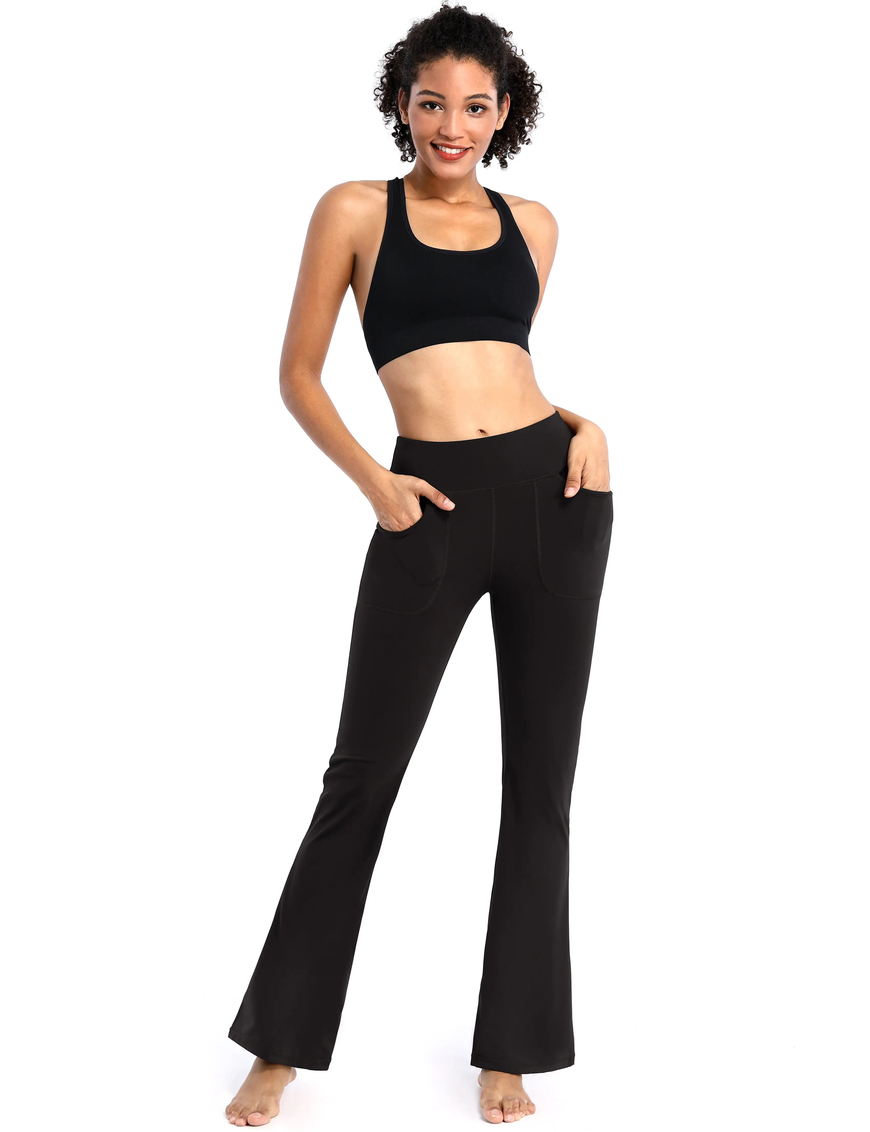 29 31 33 35 Bootcut Leggings with Pockets black ins_yogastudio