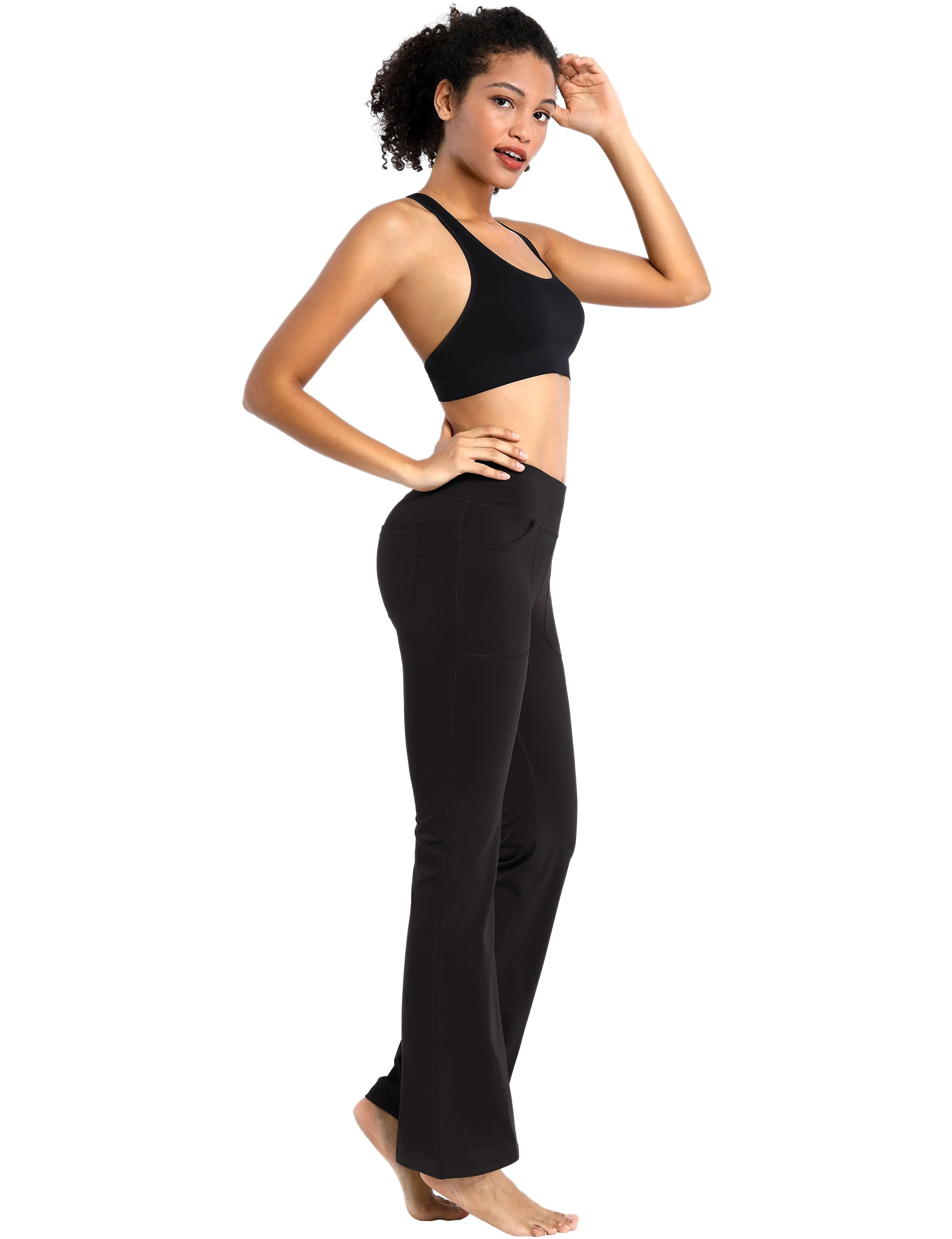 29 31 33 35 Bootcut Leggings with Pockets black ins_yogastudio