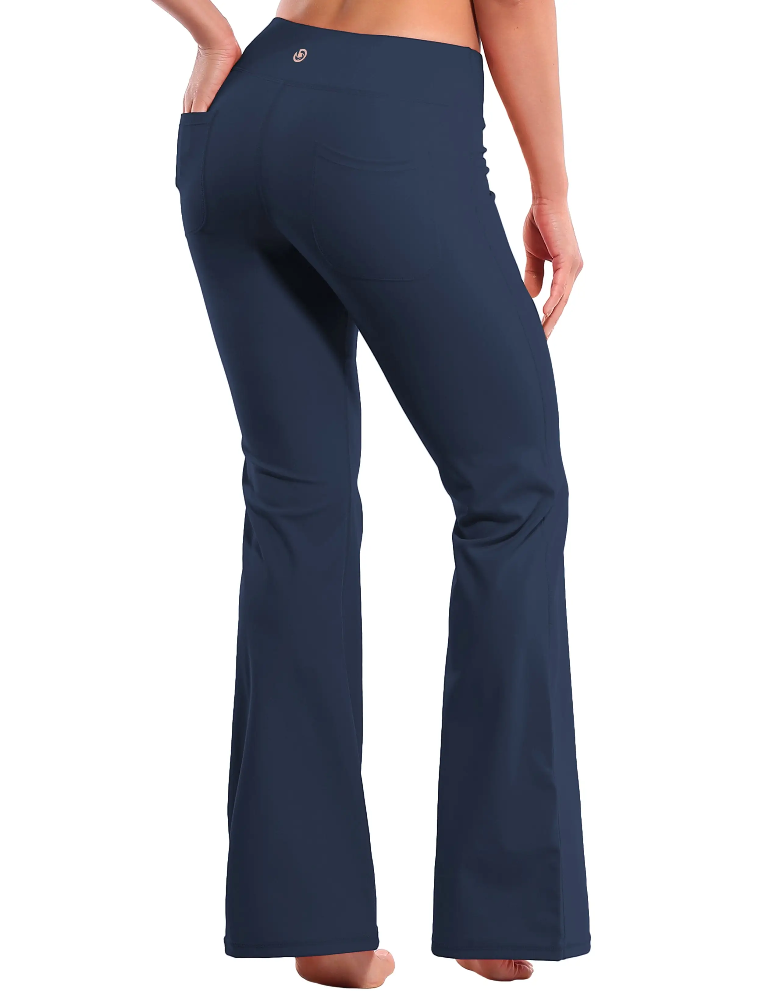 29 31 33 35 Bootcut Leggings with Pockets darknavy ins_yogastudio