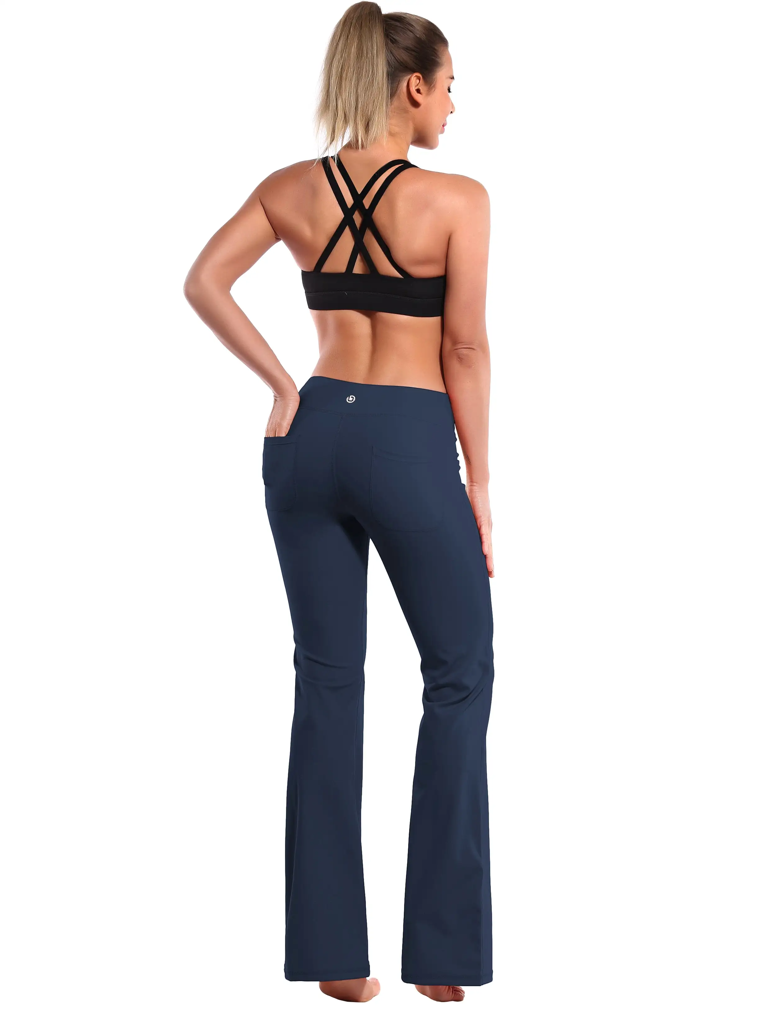 29 31 33 35 Bootcut Leggings with Pockets darknavy ins_yogastudio