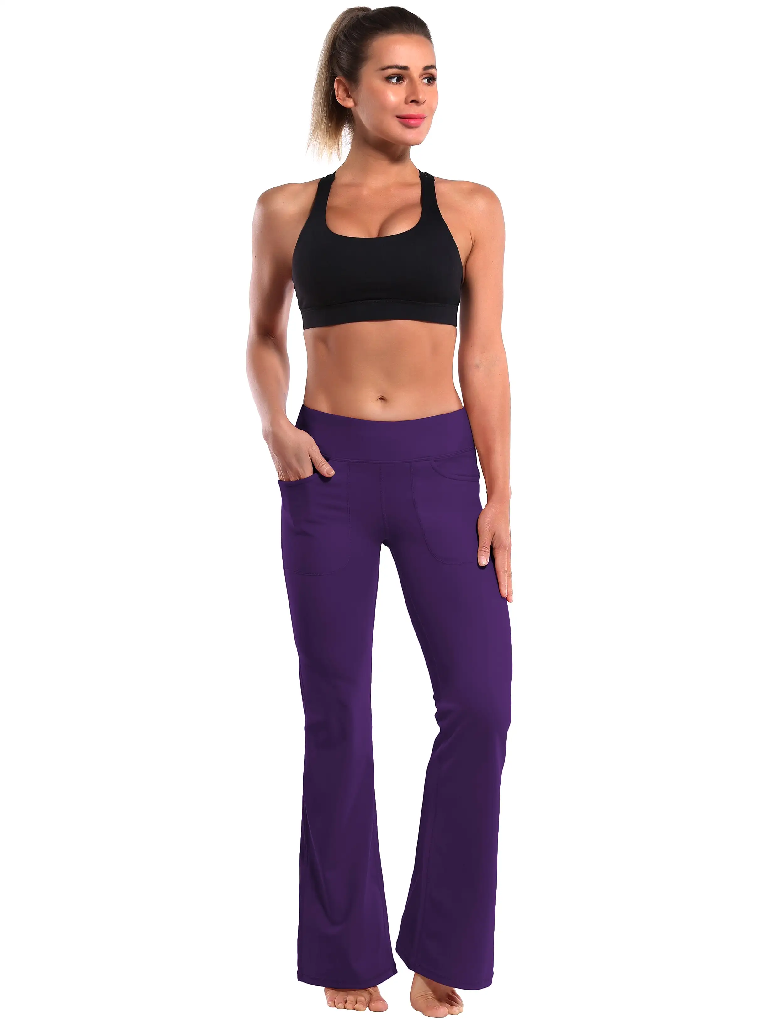 29 31 33 35 Bootcut Leggings with Pockets eggplantpurple ins_yogastudio