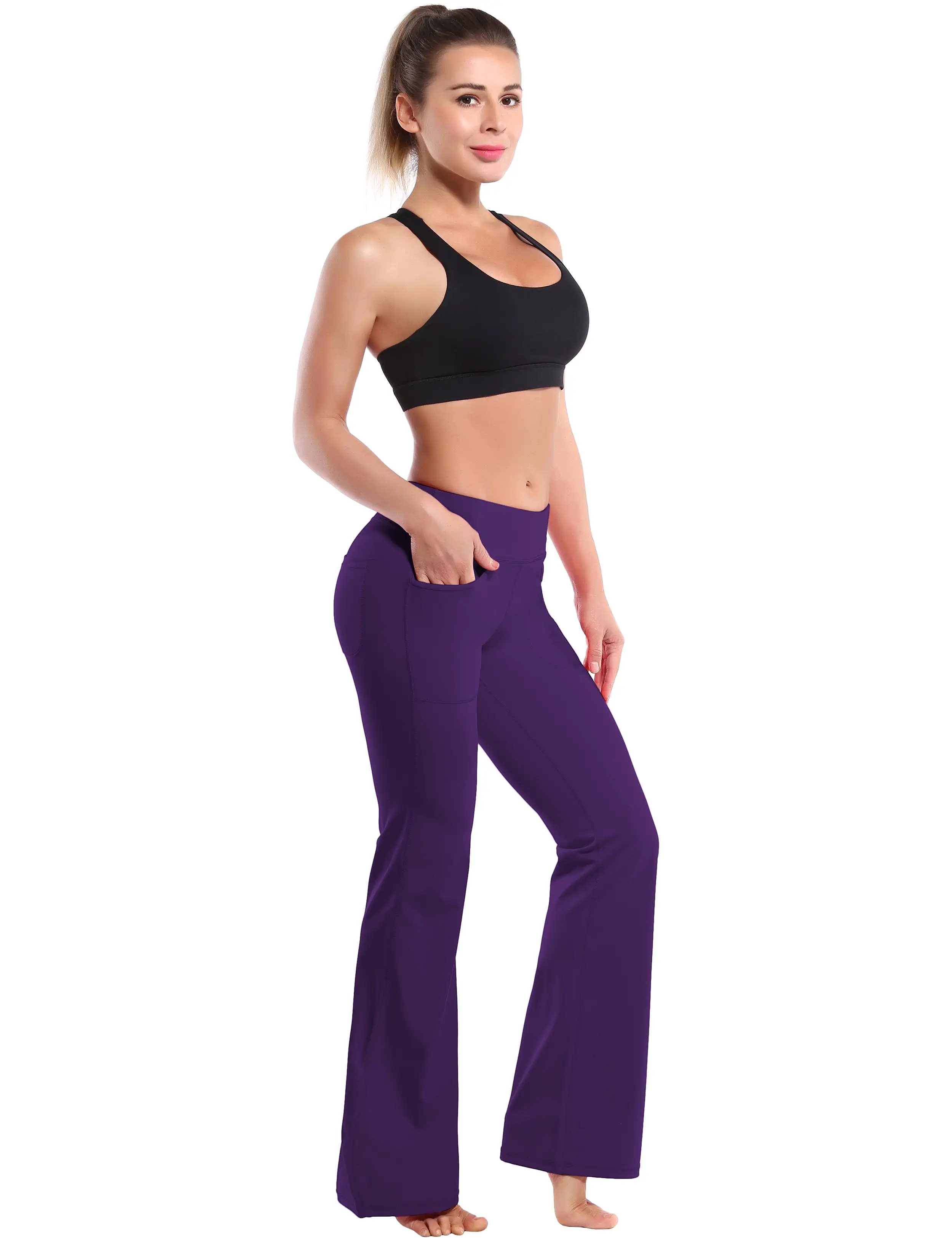 29 31 33 35 Bootcut Leggings with Pockets eggplantpurple ins_yogastudio