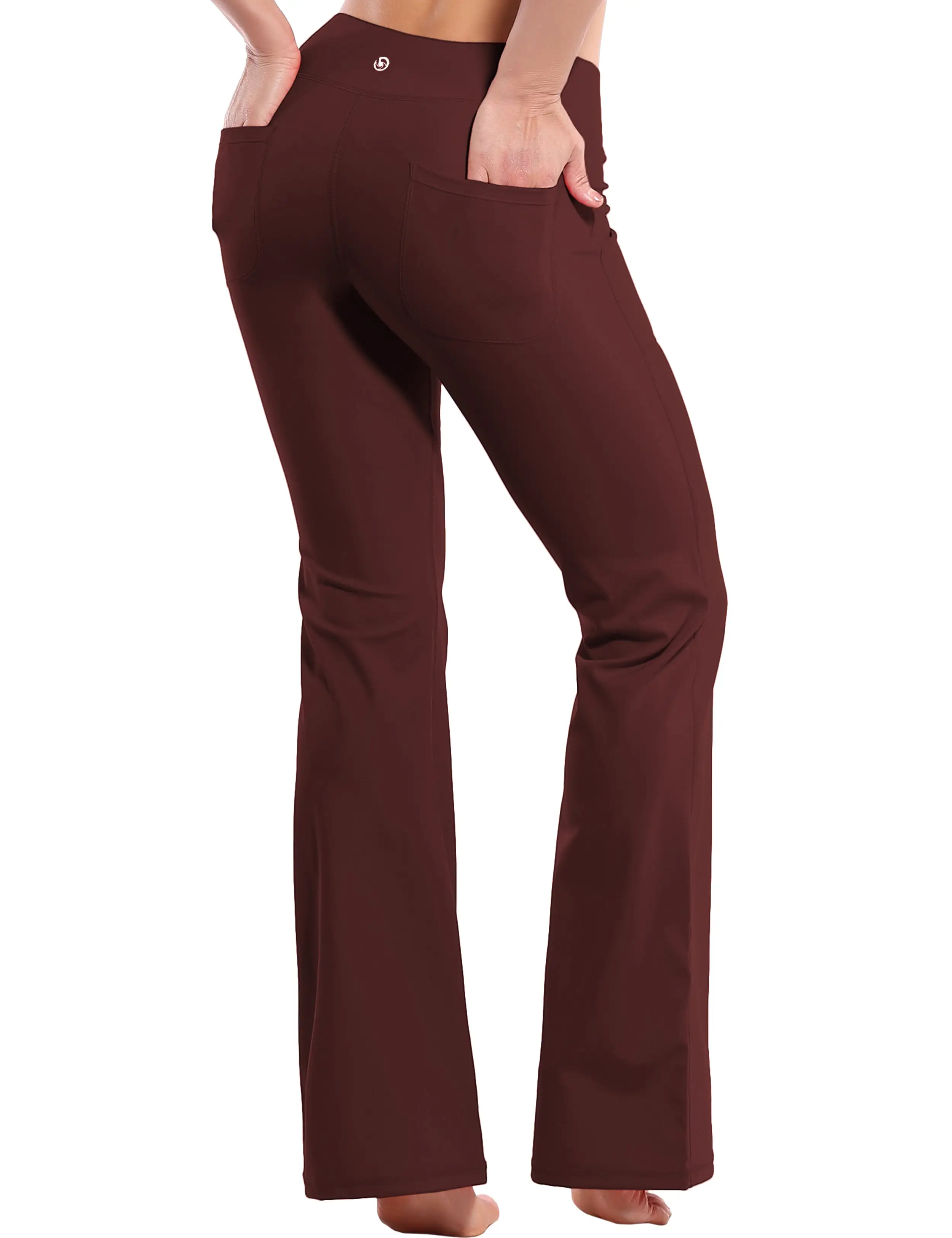 29 31 33 35 Bootcut Leggings with Pockets mahoganymaroon ins_yogastudio