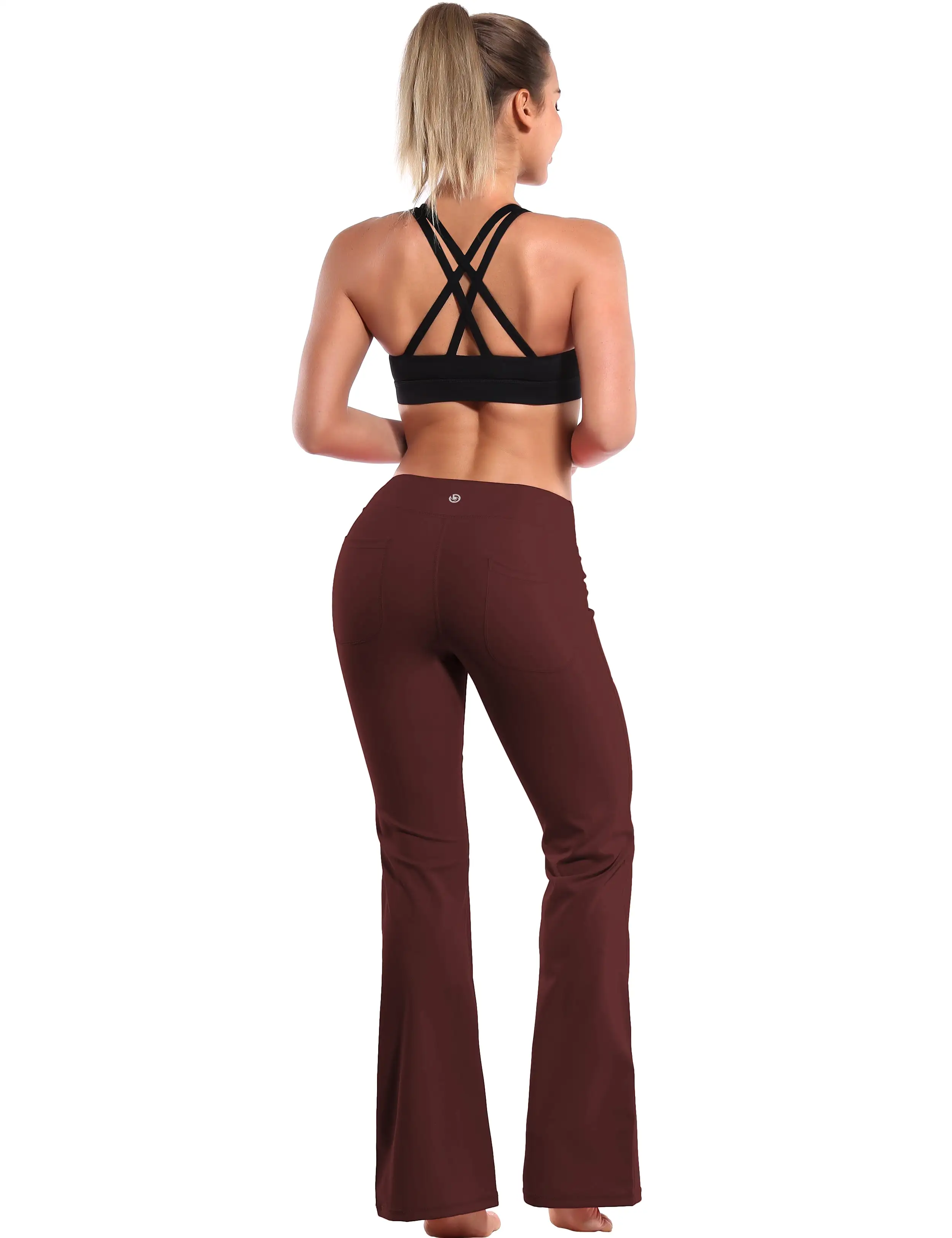 29 31 33 35 Bootcut Leggings with Pockets mahoganymaroon ins_yogastudio