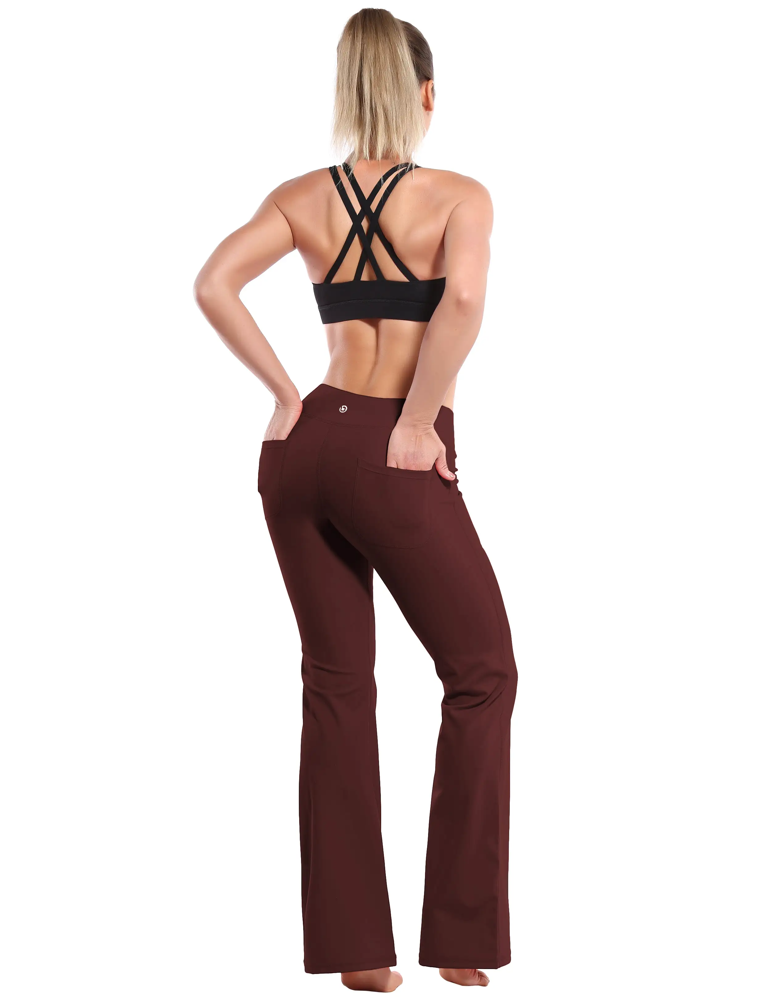 29 31 33 35 Bootcut Leggings with Pockets mahoganymaroon ins_yogastudio