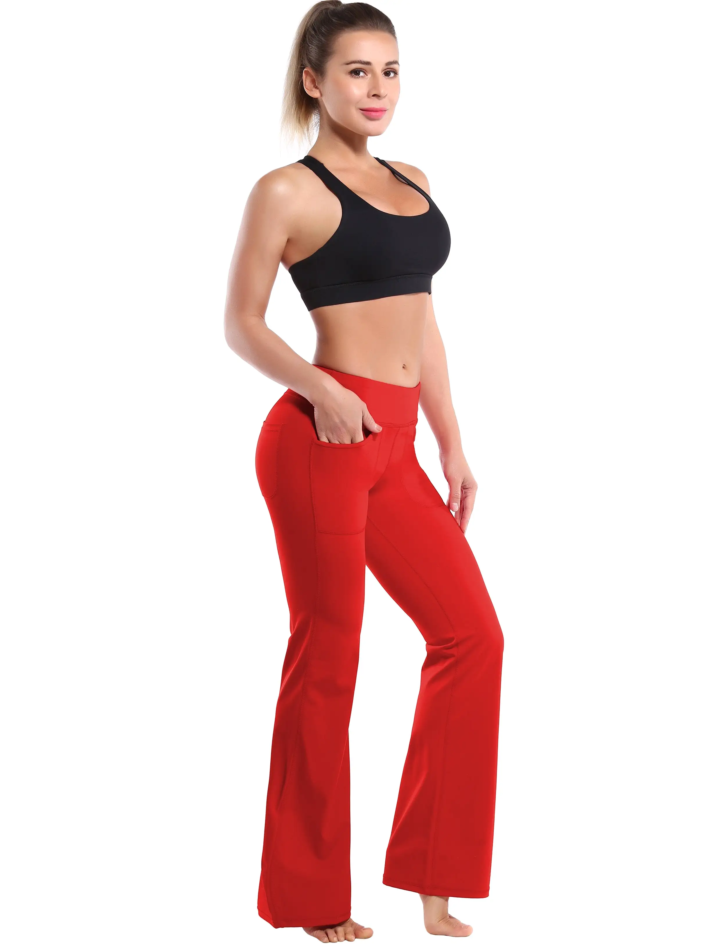 29 31 33 35 Bootcut Leggings with Pockets scarlet ins_yogastudio