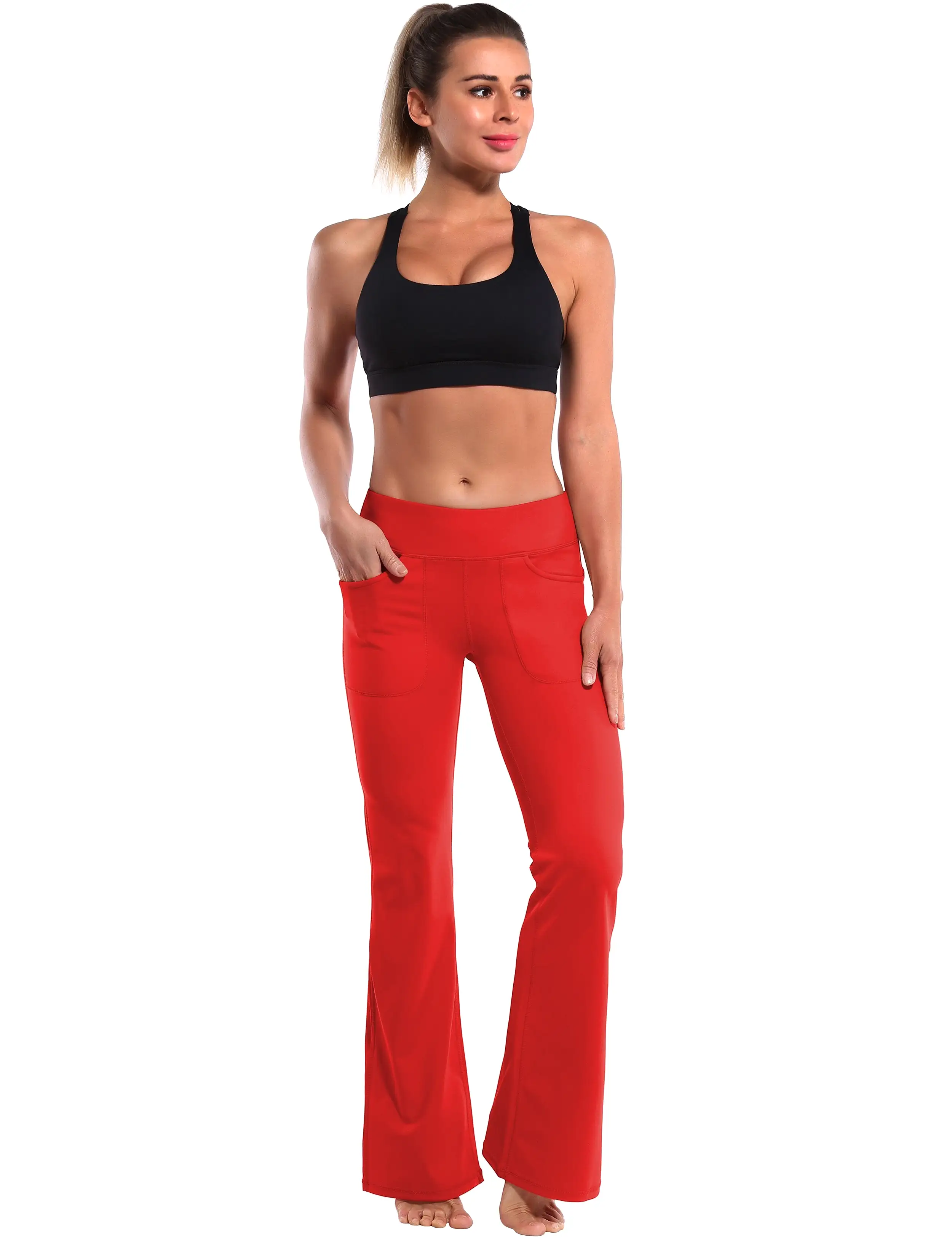 29 31 33 35 Bootcut Leggings with Pockets scarlet ins_yogastudio