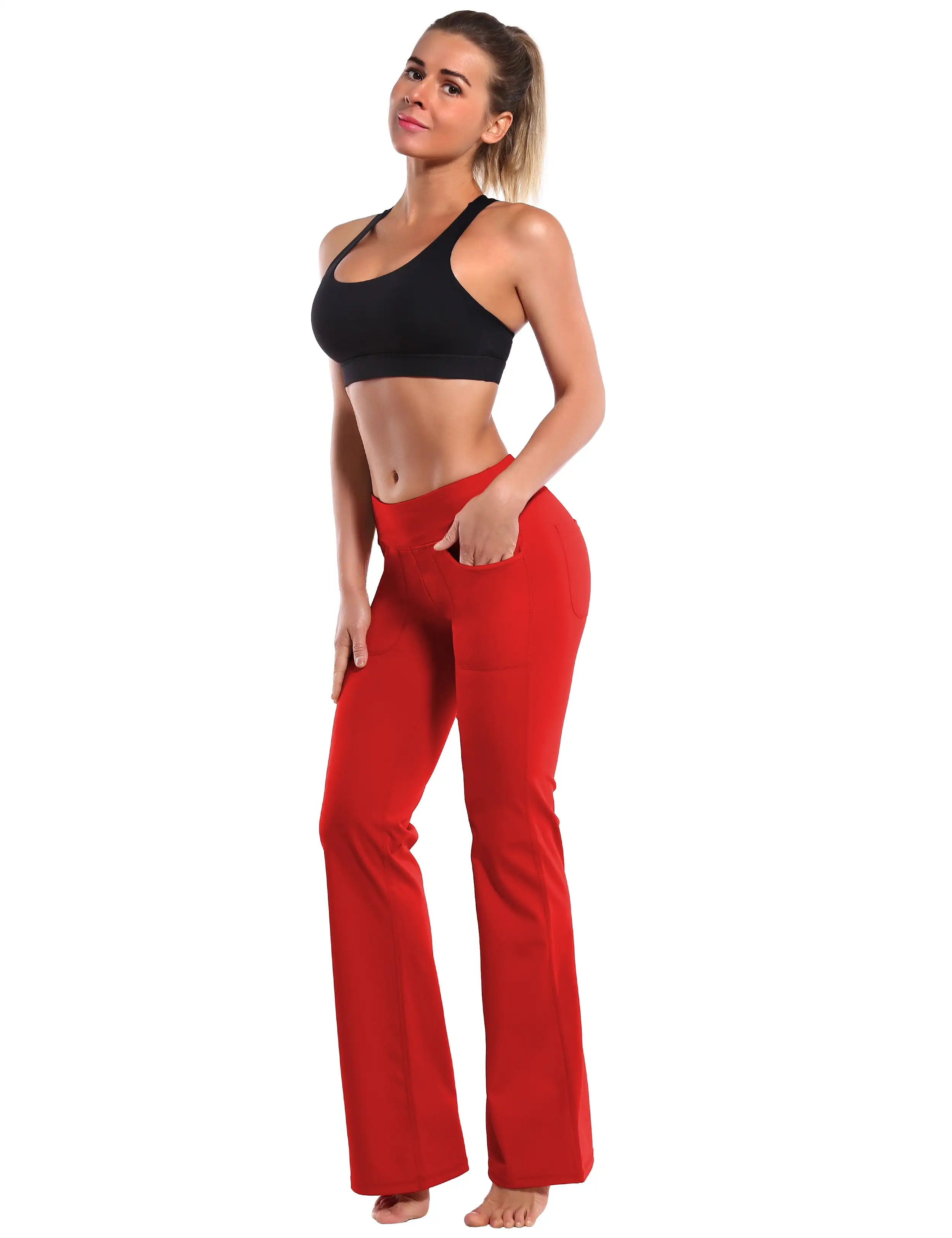 29 31 33 35 Bootcut Leggings with Pockets scarlet ins_yogastudio