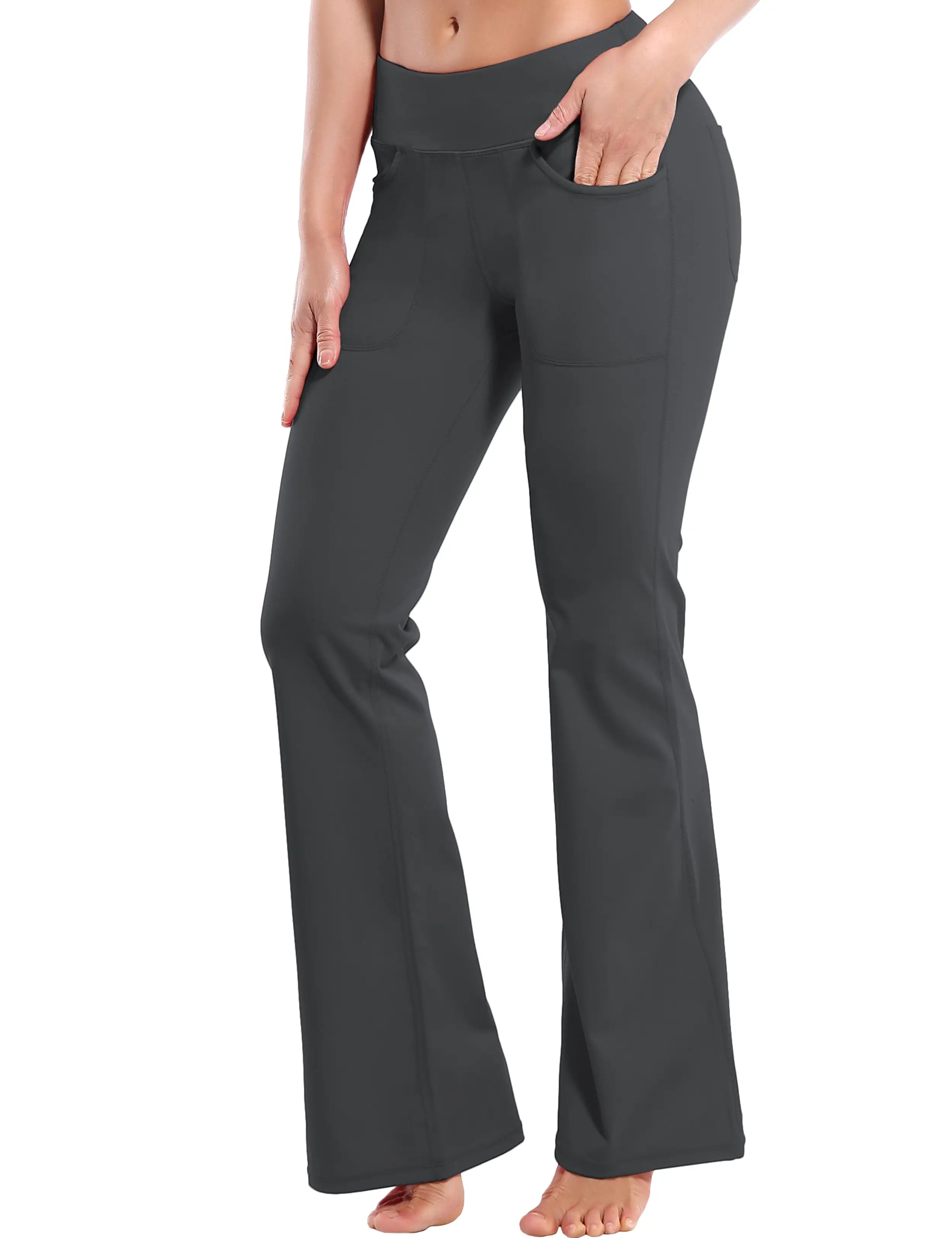 29 31 33 35 Bootcut Leggings with Pockets shadowcharcoal ins_yogastudio