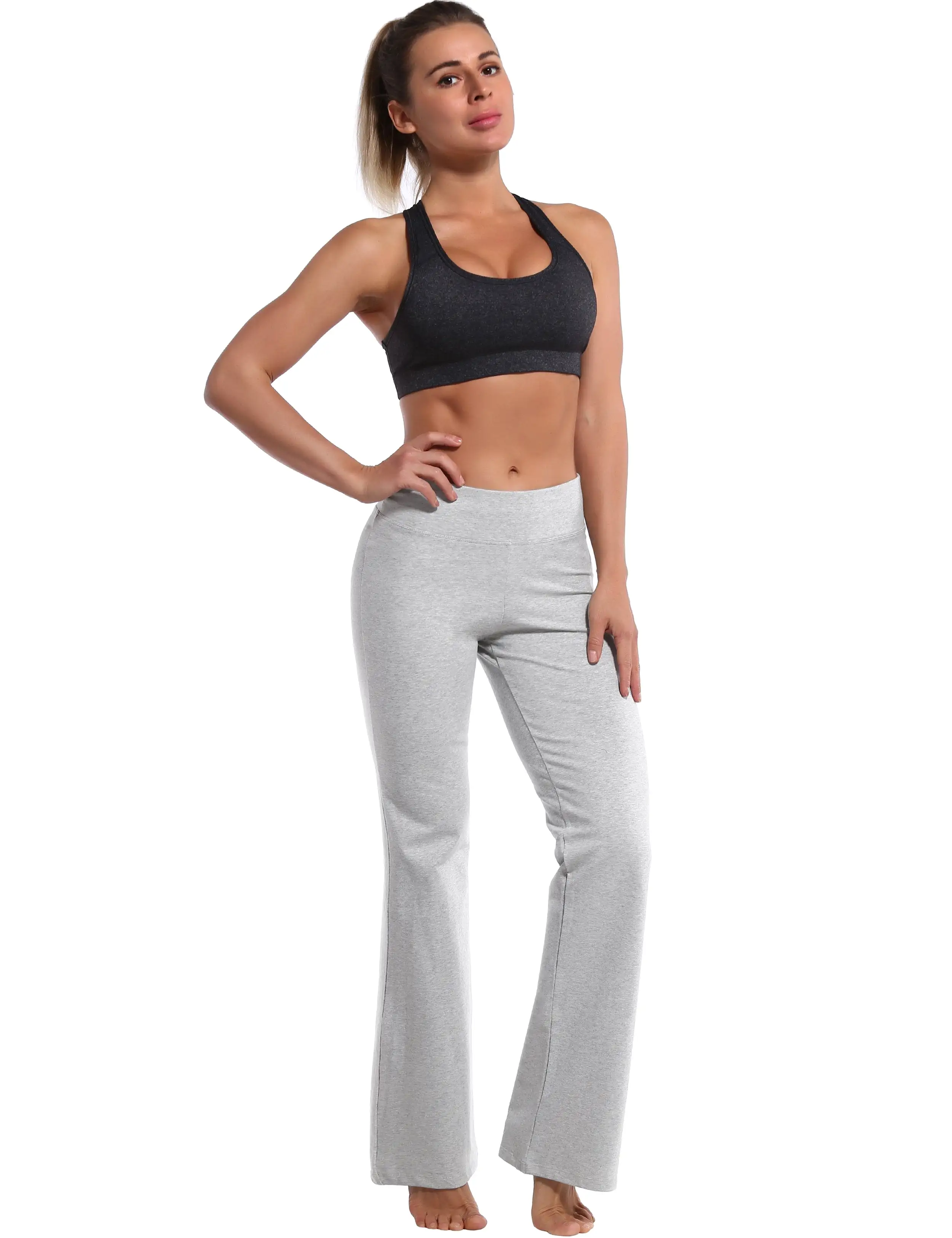 29 31 33 35 Cotton Bootcut Leggings heathergray ins_yogastudio