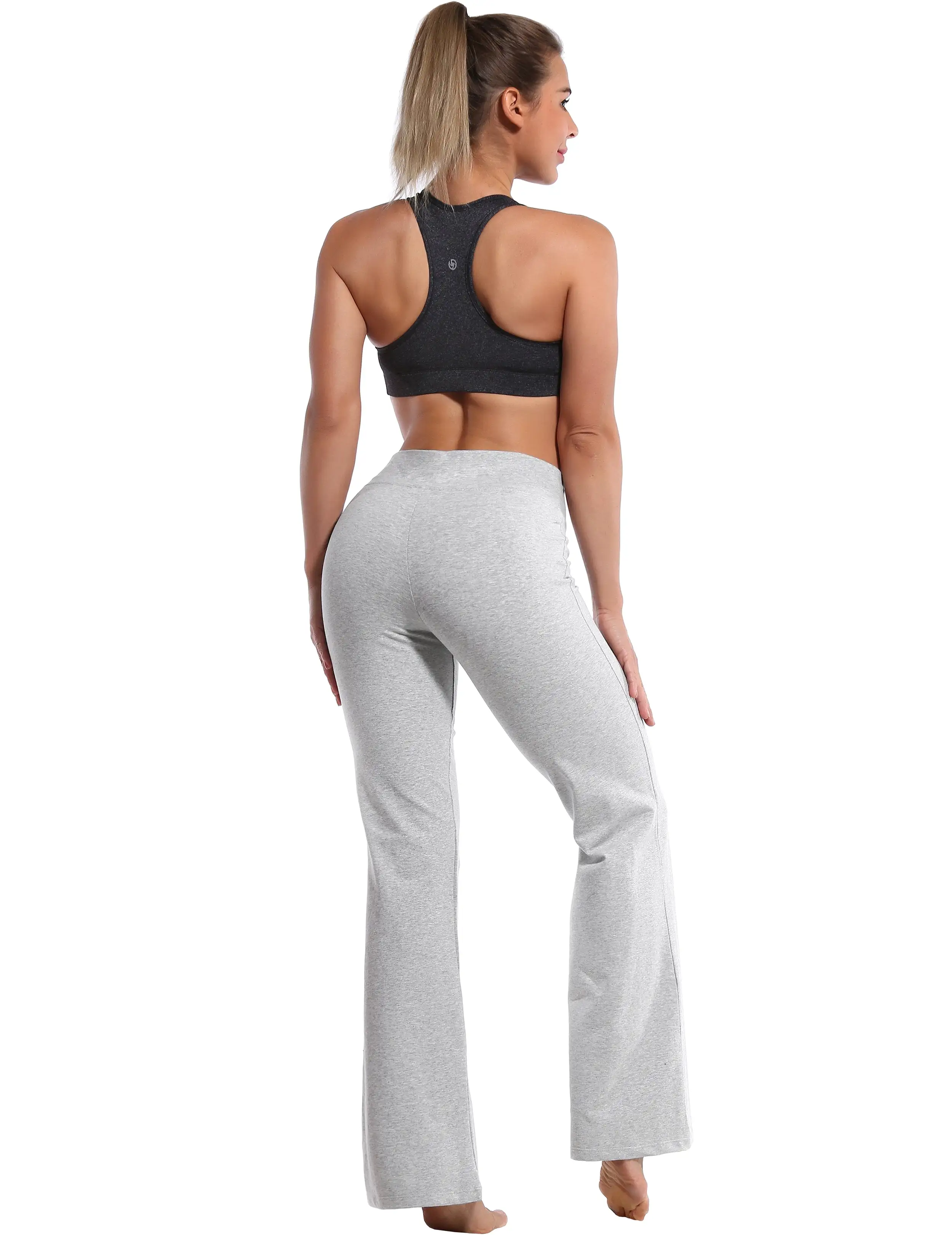 29 31 33 35 Cotton Bootcut Leggings heathergray ins_yogastudio