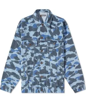 A Bathing Ape Men's Colour Camo Over Print Denim Jacket