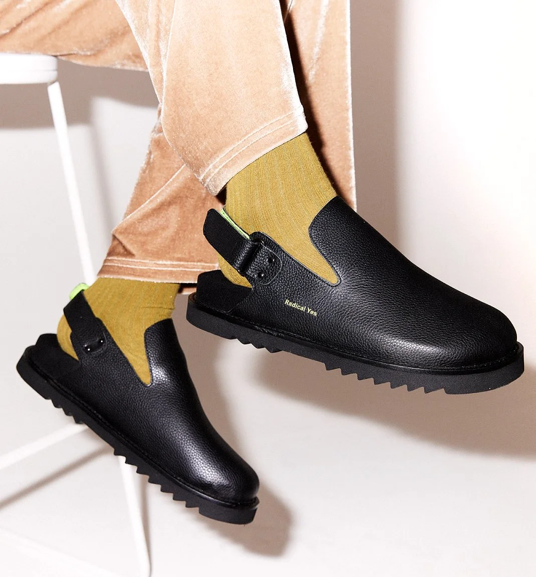 Adventure Awaits - Slip On Clog in Tumble Leather - Black