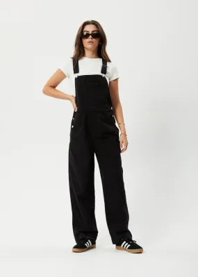 AFENDS Womens Louis - Denim Baggy Overalls - Washed Black