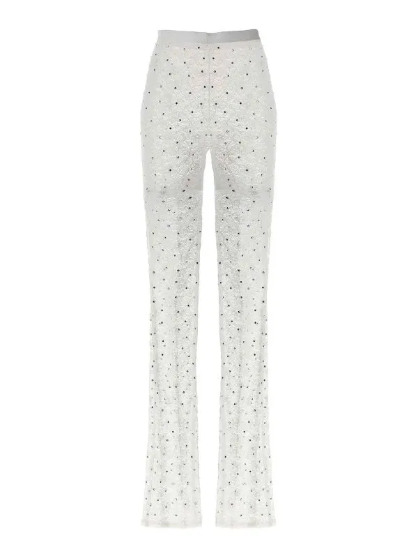 Alessandra Rich Rhinestone Lace Leggings