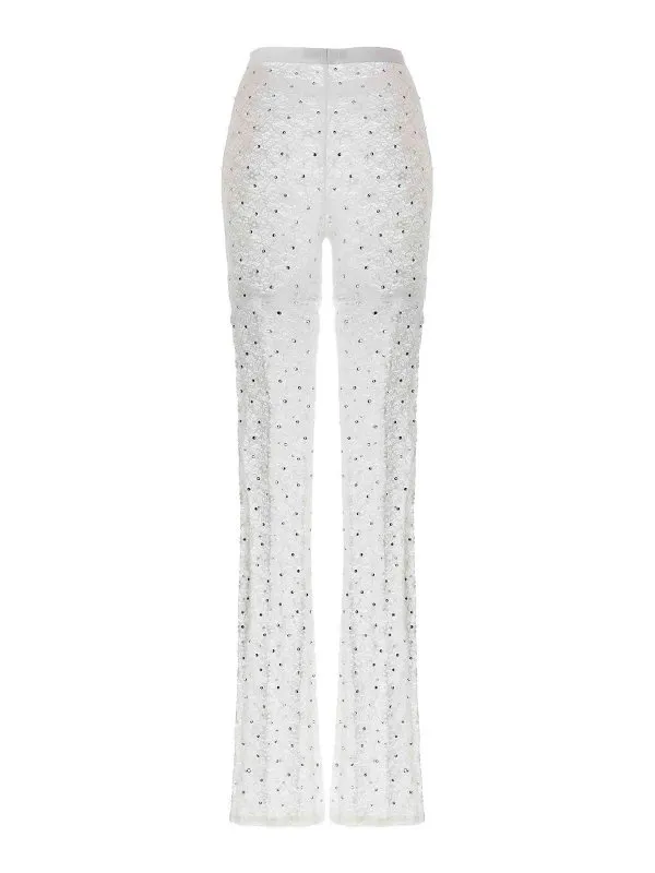 Alessandra Rich Rhinestone Lace Leggings