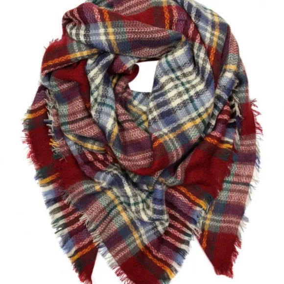 All Bundled Up Oversized Plaid Blanket Scarf