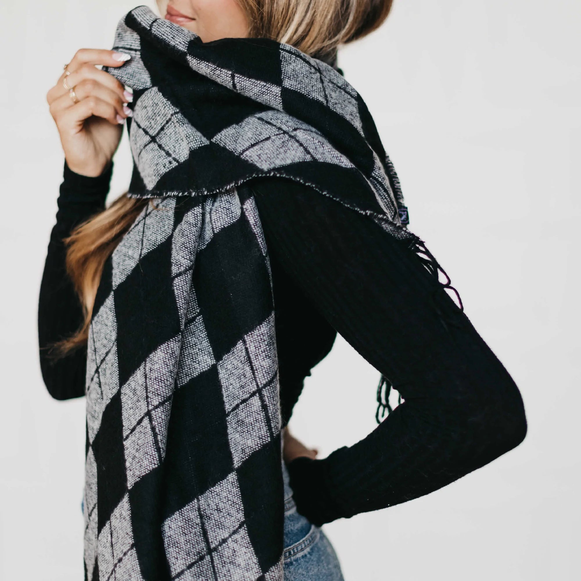 Always Classy Argyle Plaid Scarf - Gray