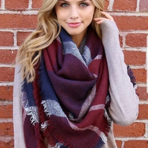 Anchors Away Oversized Plaid Blanket Scarf