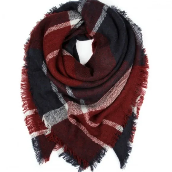 Anchors Away Oversized Plaid Blanket Scarf