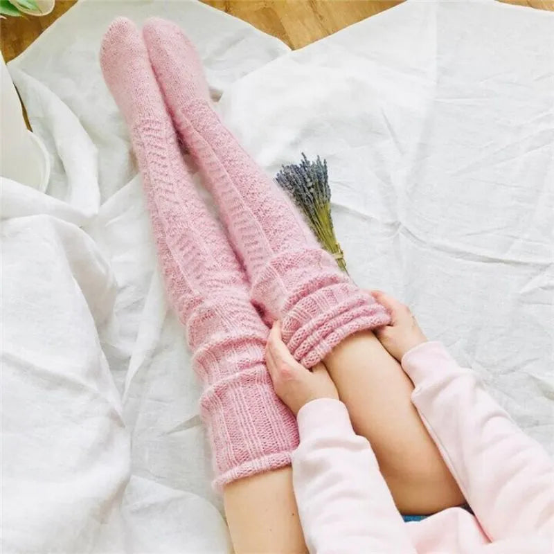 Ashore Shop Warm Over Knee Extra Long Knitted Socks Fashionable and warm long socks for women Sexy Over Knee Long Boot Warm Stoc