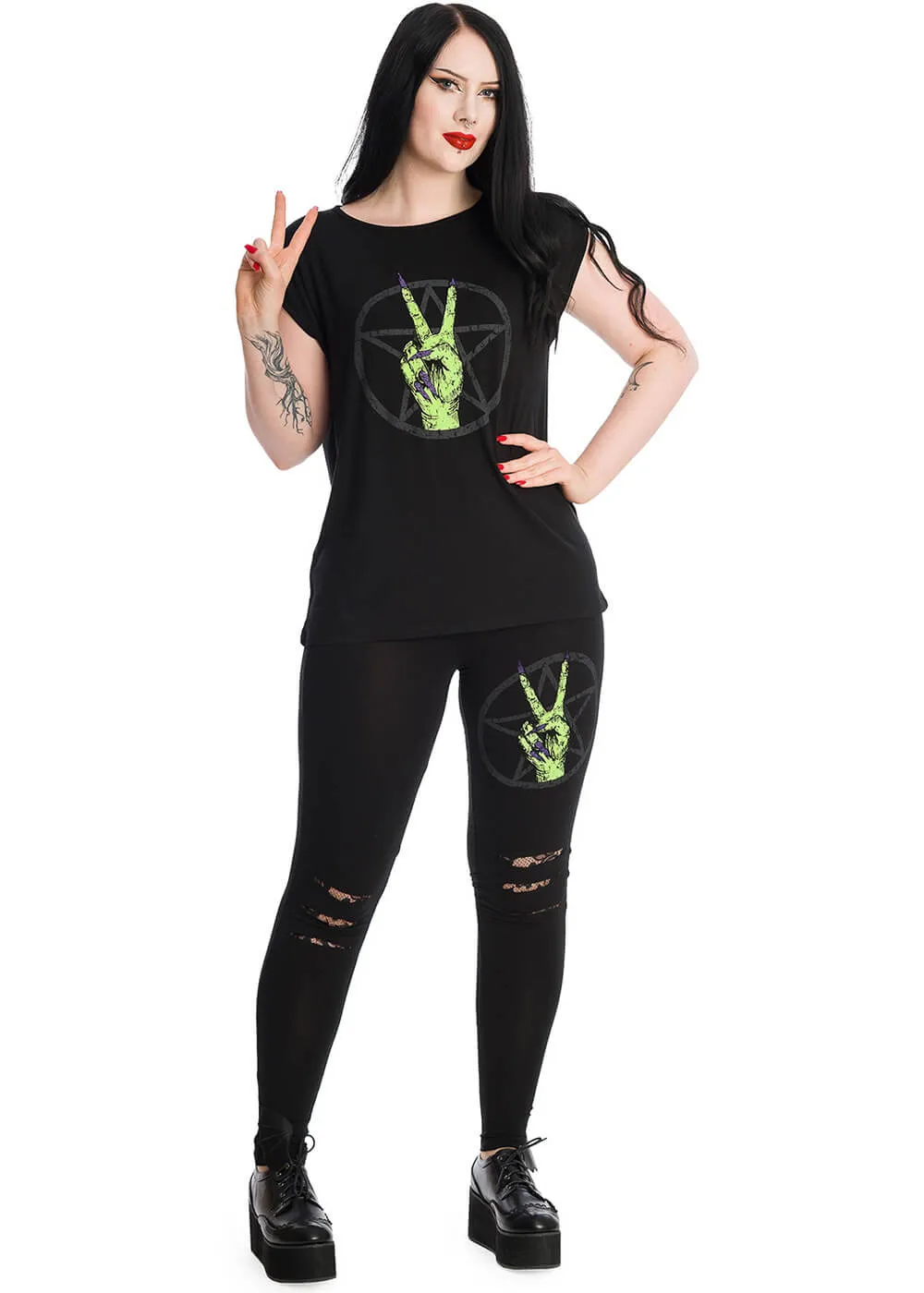 Banned Zombie Hand Leggings Black