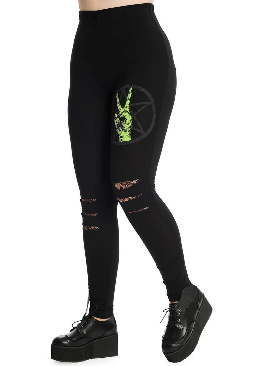 Banned Zombie Hand Leggings Black