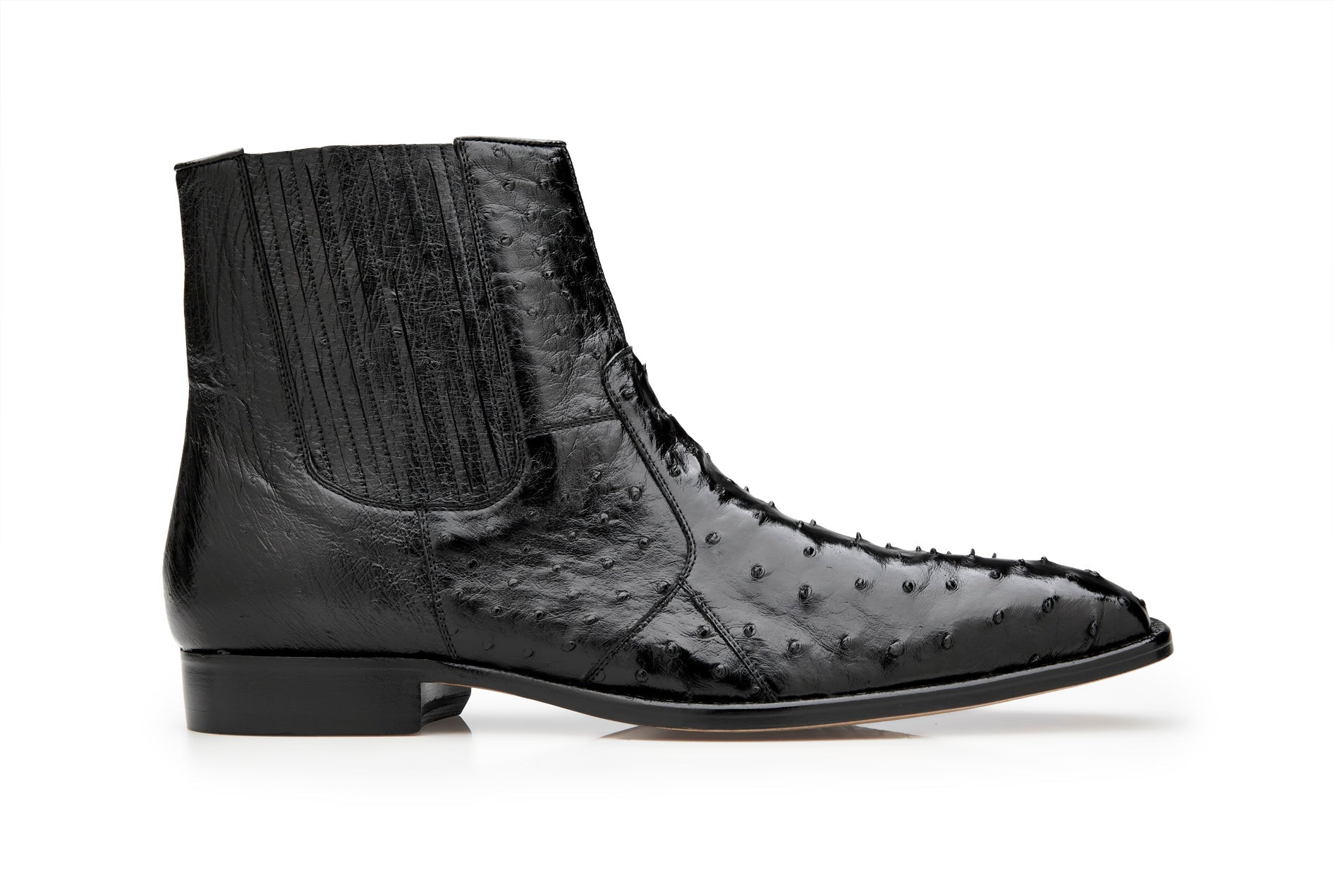 Belvedere - Roger, Genuine Ostrich Quill Chelsea Boot - Black - R55