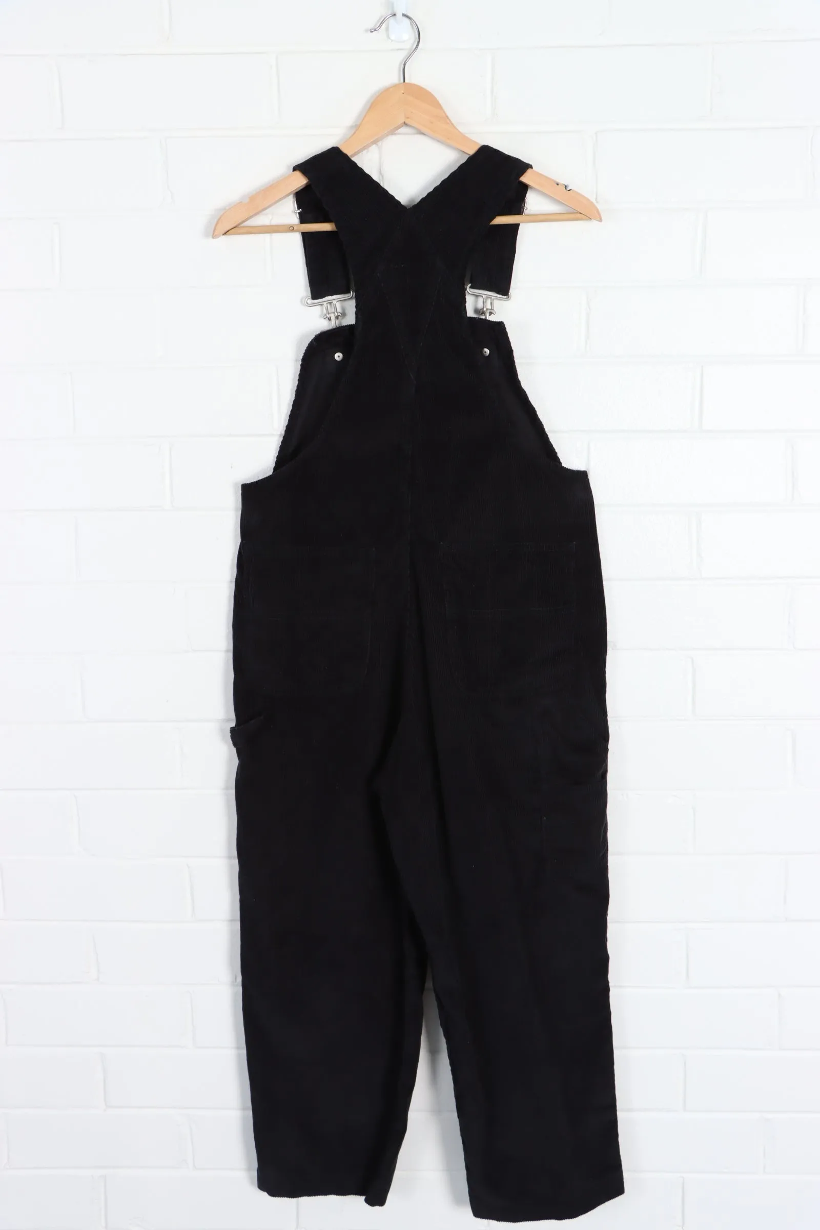 Black Corduroy Bib Pocket Overalls (Petite S-M)