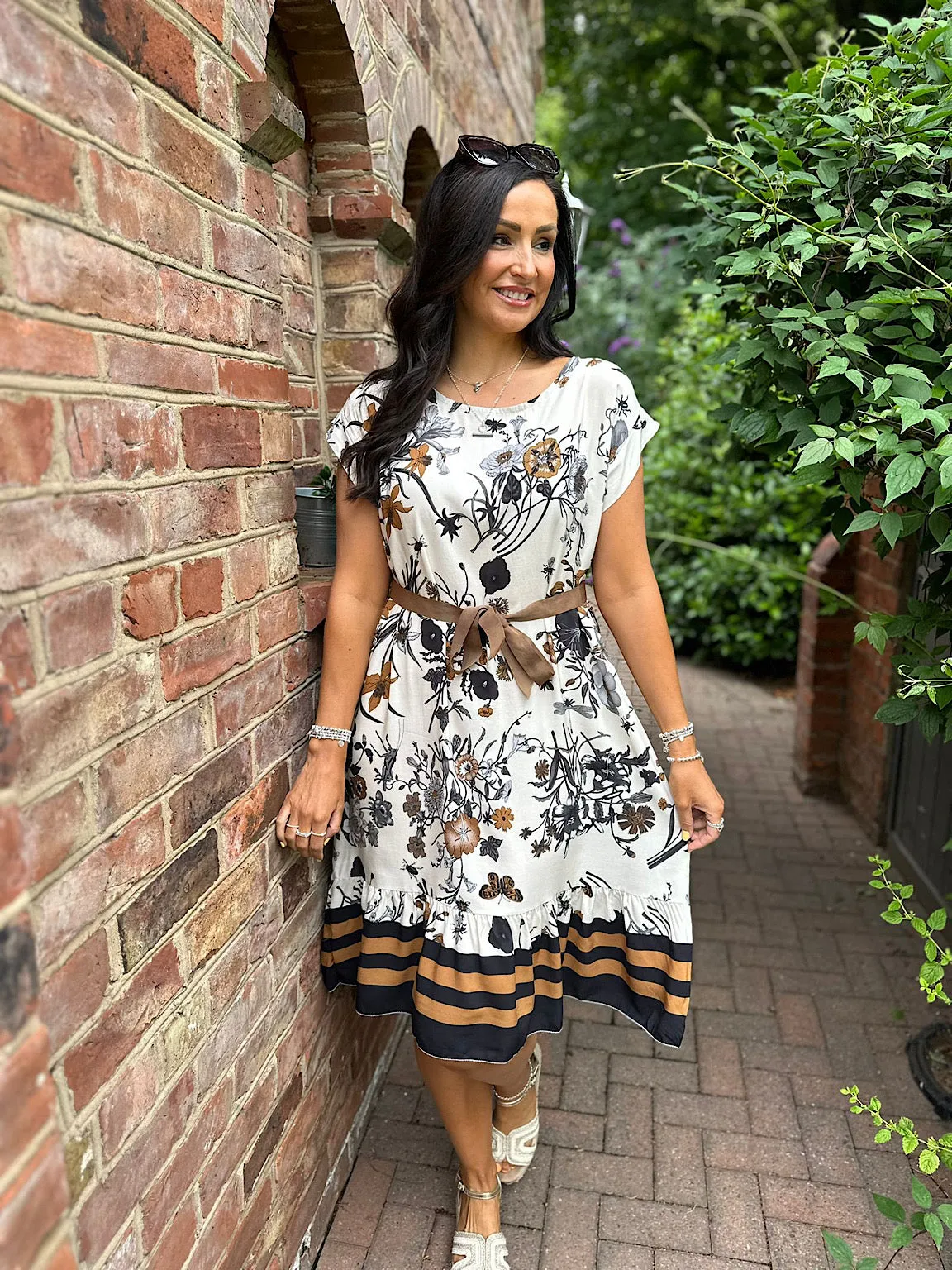 Black Floral Tie Dress Selene