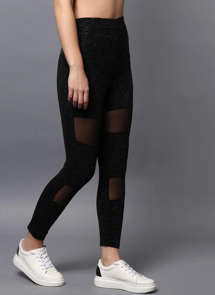 Black Mesh Insert Leggings