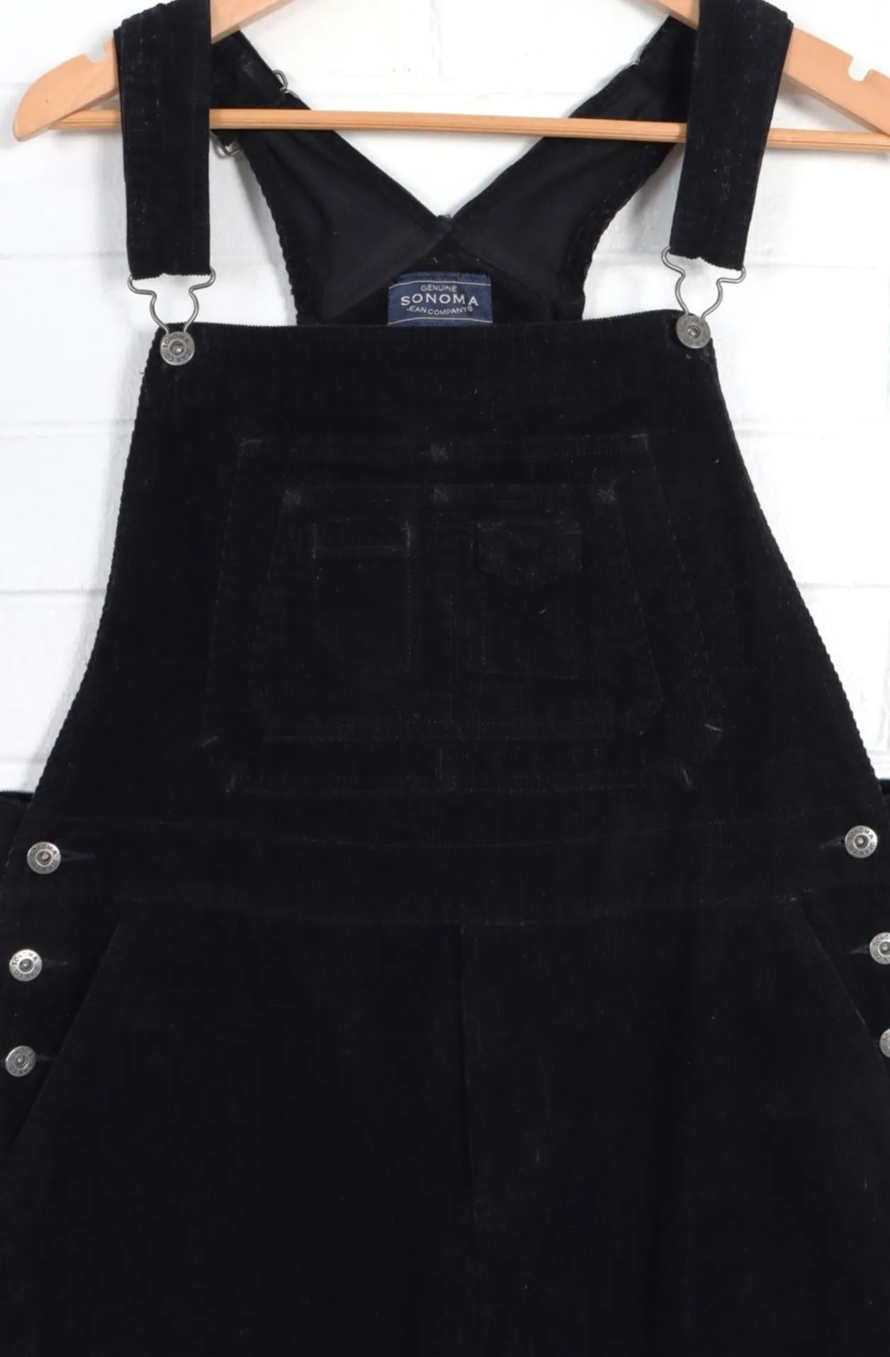 Black Multi Pocket Long Corduroy Overalls (L)