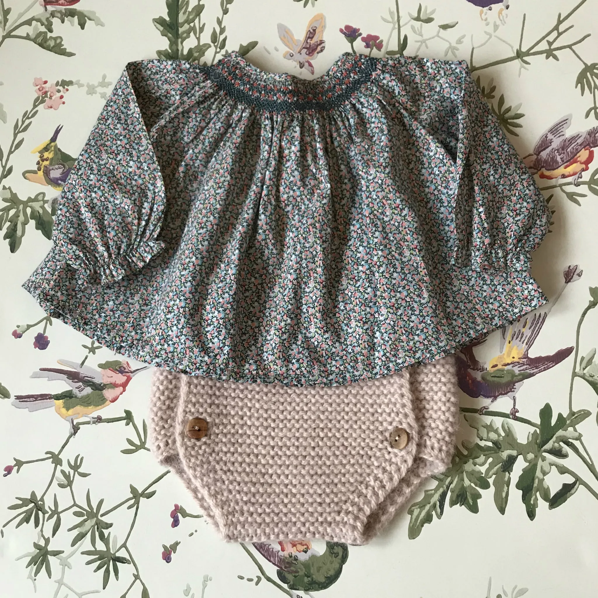 Bonpoint Liberty Print Smocked Baby Blouse