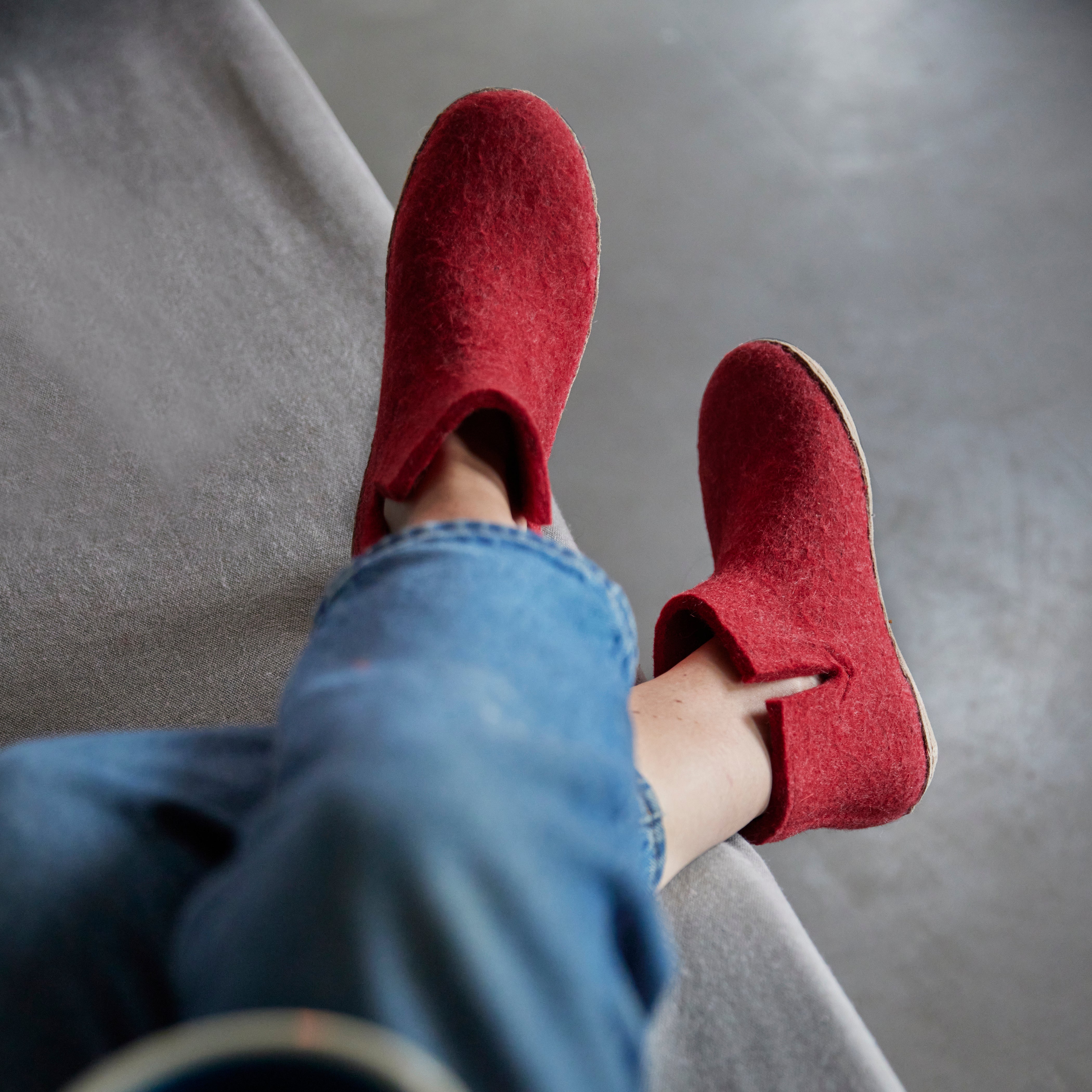 Boot with leather sole - Red