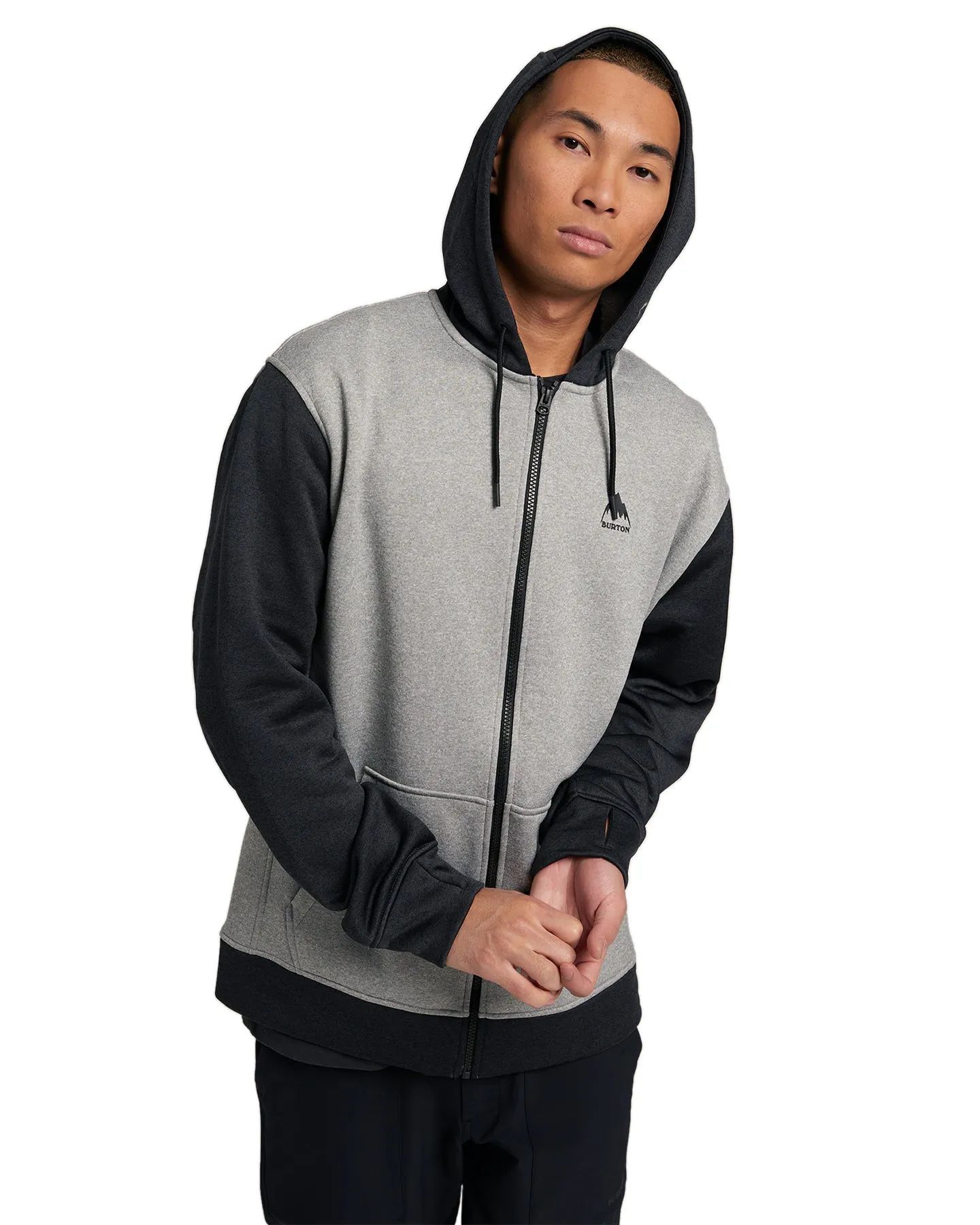 Burton Men's Burton Oak Full-Zip Hoodie - Gray Heather/True Black